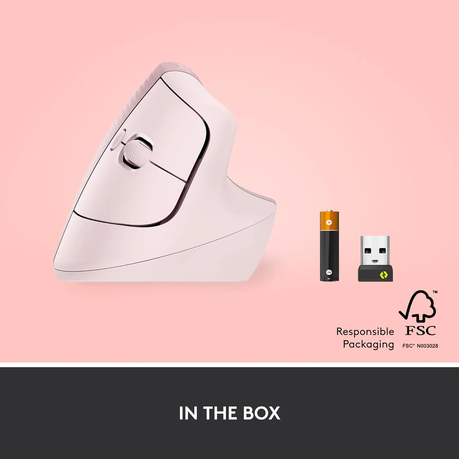 Logitech Lift Vertical Ergonomic Mouse, Wireless, Bluetooth or Logi Bolt USB receiver, Quiet clicks, 4 buttons