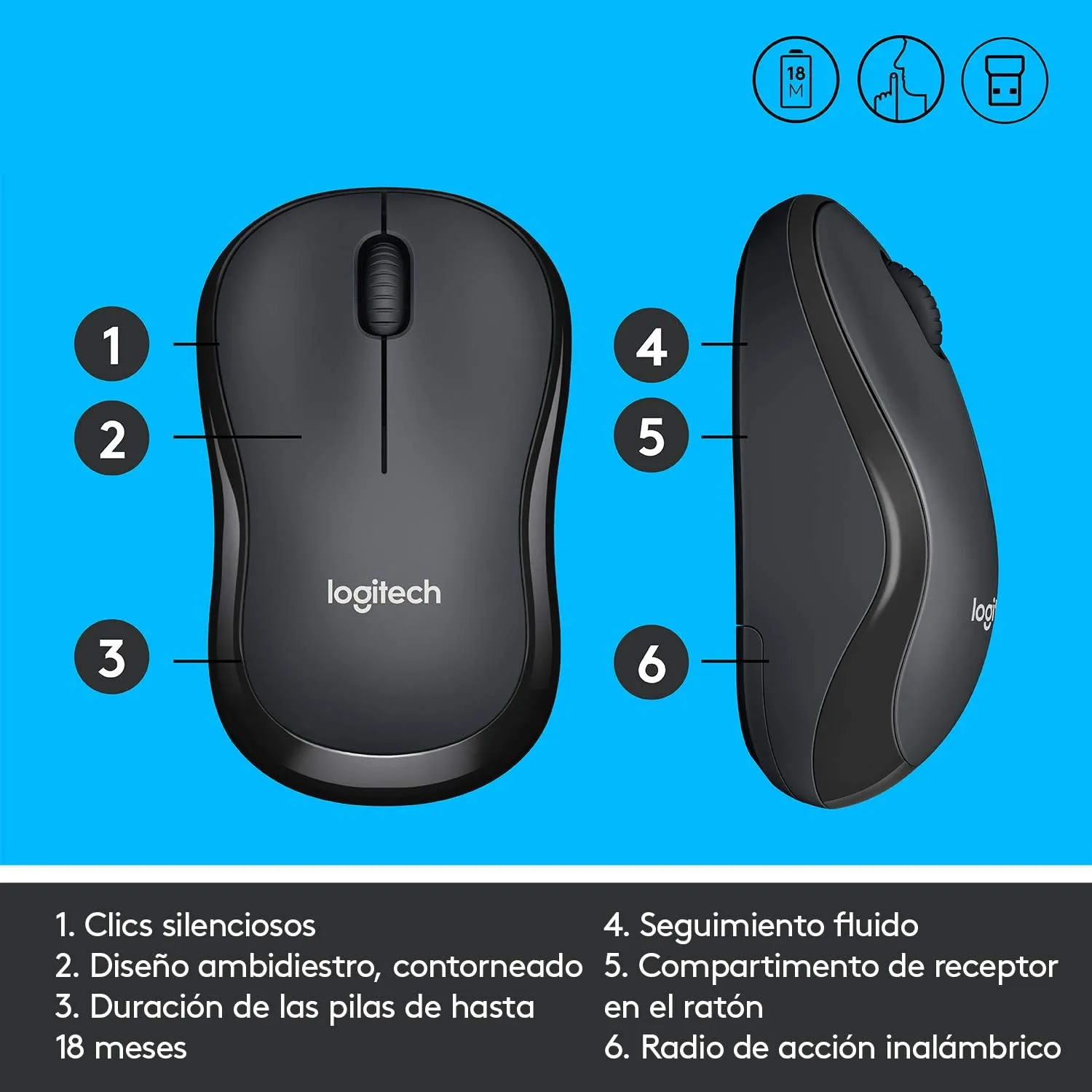 Logitech M220 Silent Wireless Mouse, 2.4 GHz with USB Receiver, 1000 DPI Optical Tracking, 18-Month Battery, Ambidextrous, Compatible with PC, Mac, Laptop (Off-White)