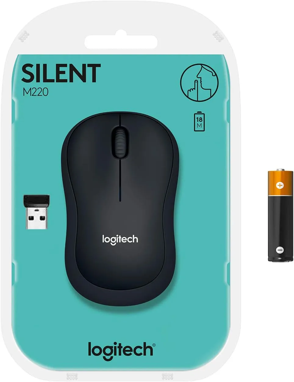 Logitech M220 Silent Wireless Mouse, 2.4 GHz with USB Receiver, 1000 DPI Optical Tracking, 18-Month Battery, Ambidextrous, Compatible with PC, Mac, Laptop (Off-White)