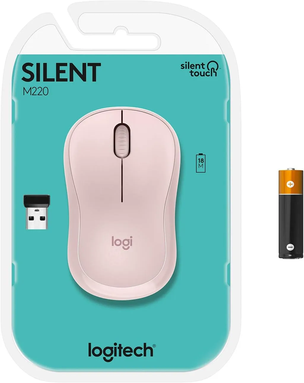 Logitech M220 SILENT Wireless Mouse, Rose