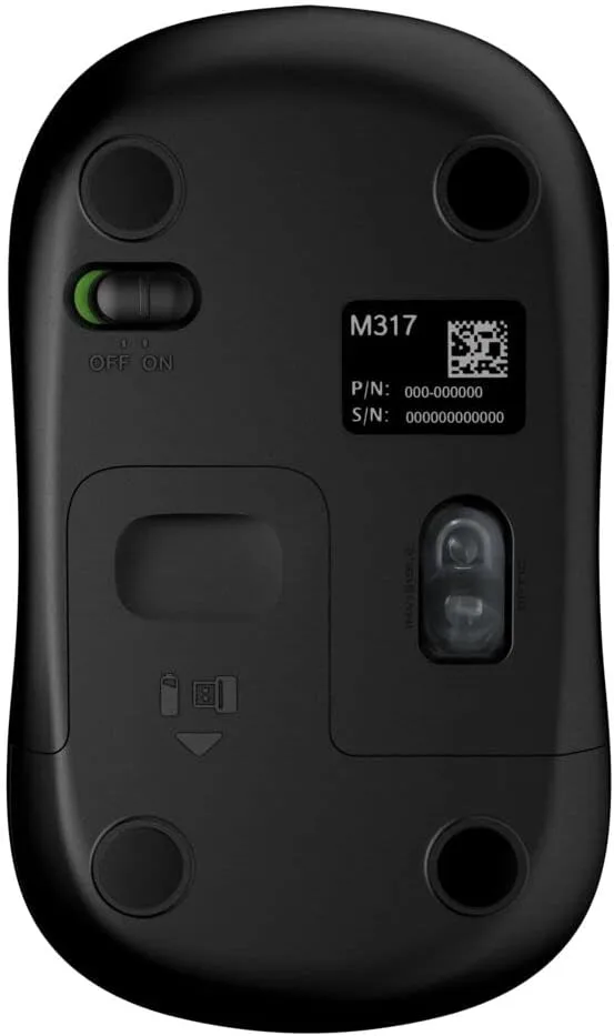 LOGITECH M317 Wireless Mouse, 2.4 GHz with USB Receiver, 1000 DPI, 12 Month Battery