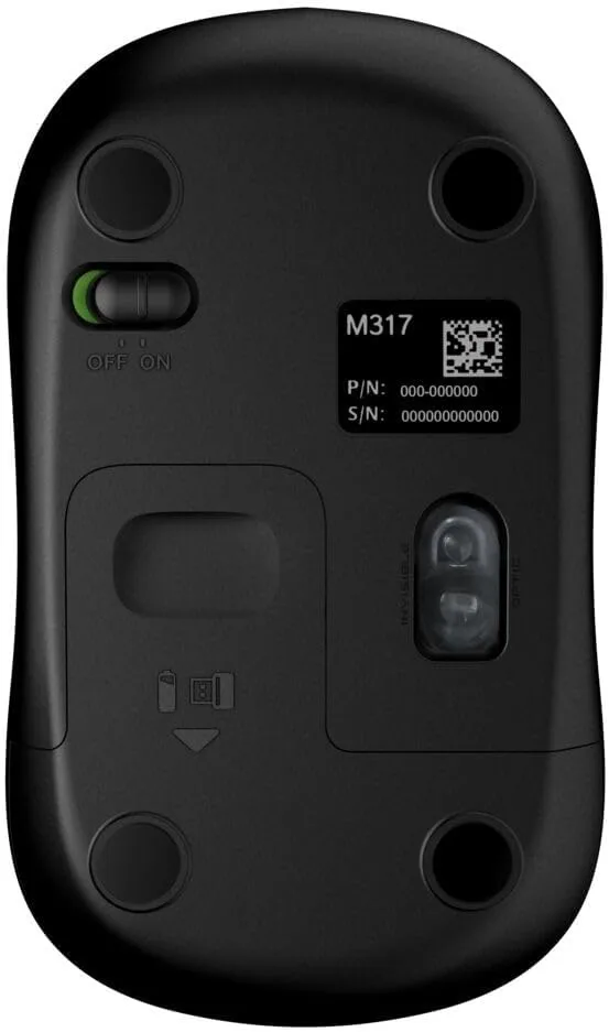 LOGITECH M317 Wireless Mouse, 2.4 GHz with USB Receiver, 1000 DPI, 12 Month Battery