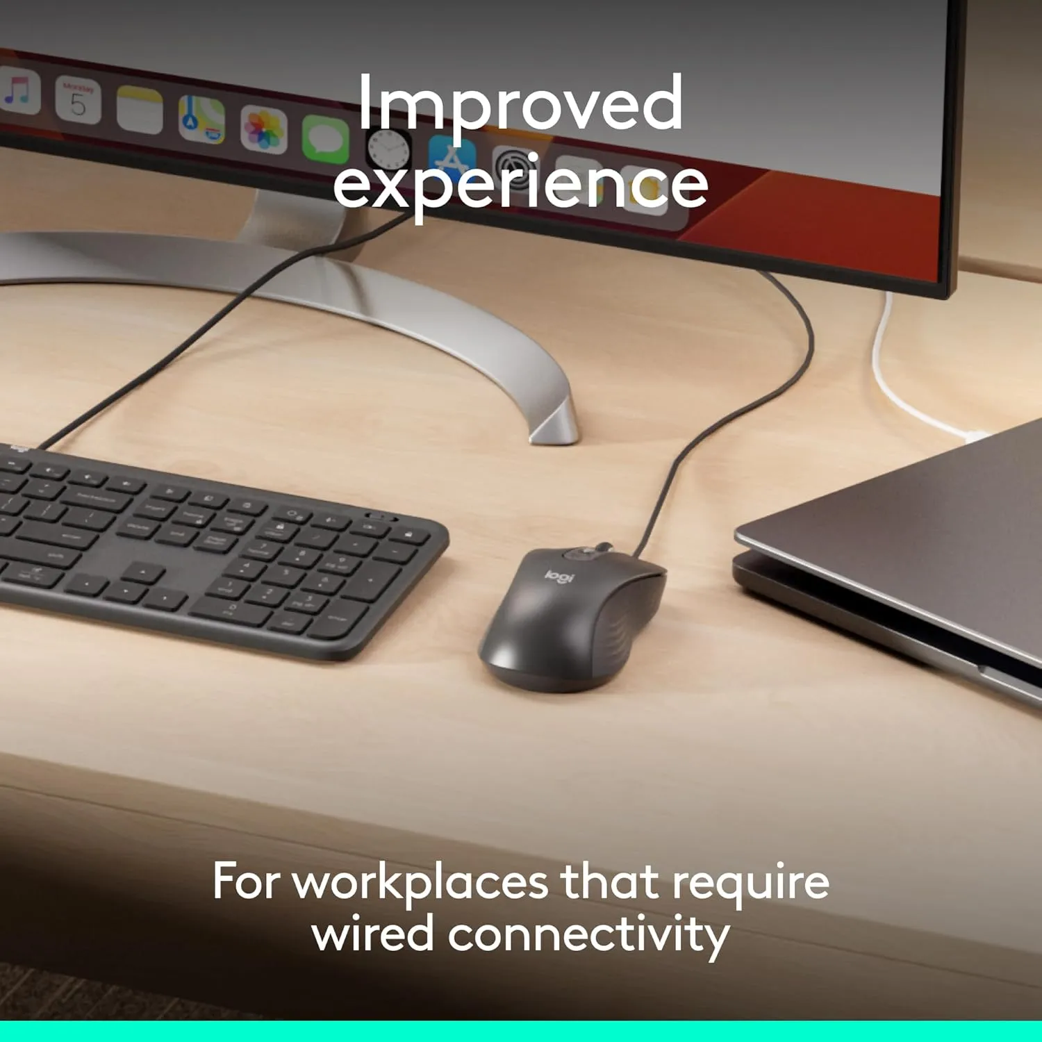 Logitech Signature Wired M520 L for Business, Optical Wired Mouse, USB-C Plug-and-Play