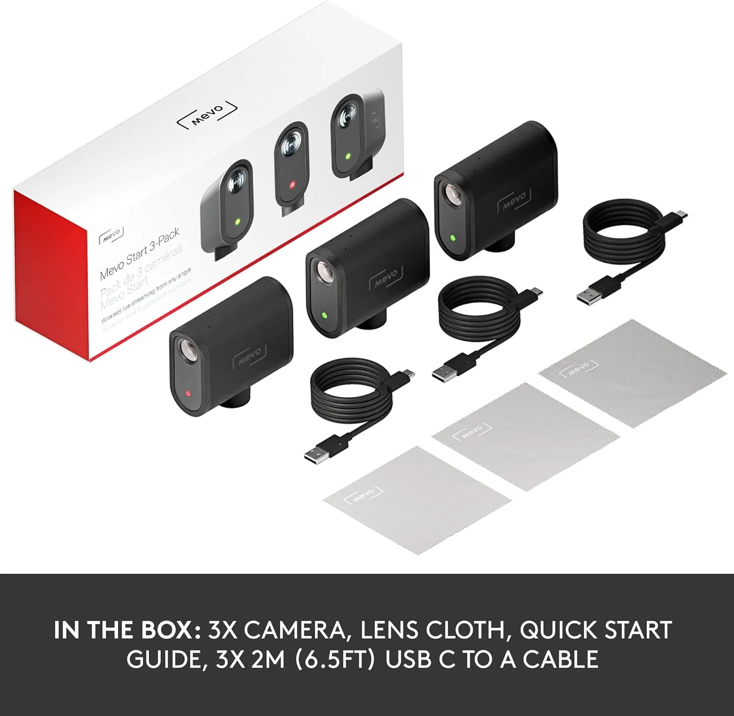 Logitech for Creators Mevo Start 3-Pack Wireless Live Streaming Cameras