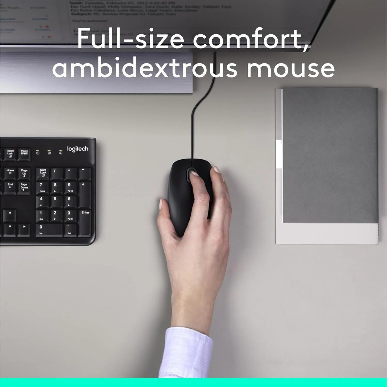 Logitech MK120 Wired Keyboard and Mouse Combo for Windows, Optical Wired Mouse, Full-Size, USB, Compatible with PC