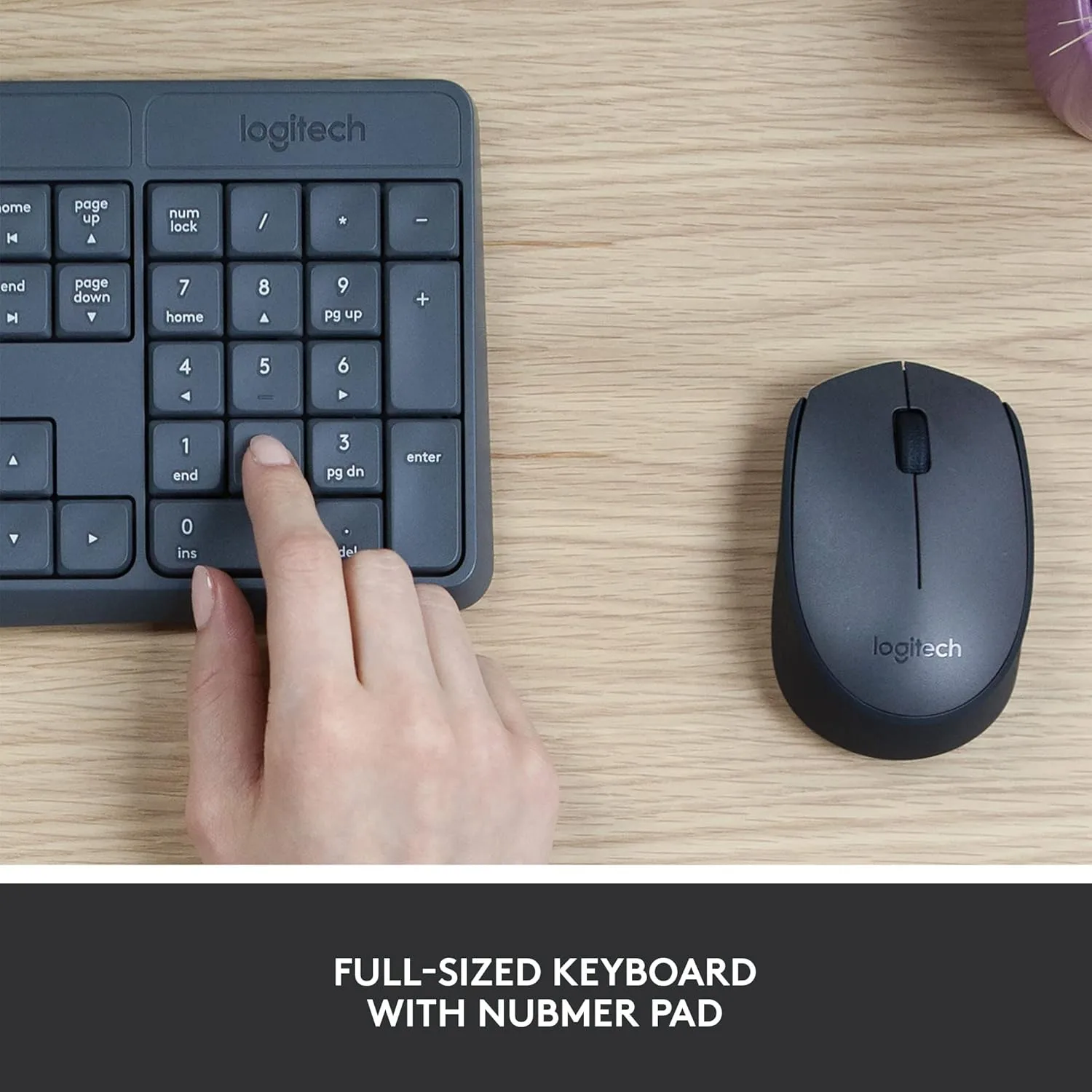 Logitech MK235 Wireless Keyboard and Mouse Combo for Windows, USB Receiver, Long Battery Life