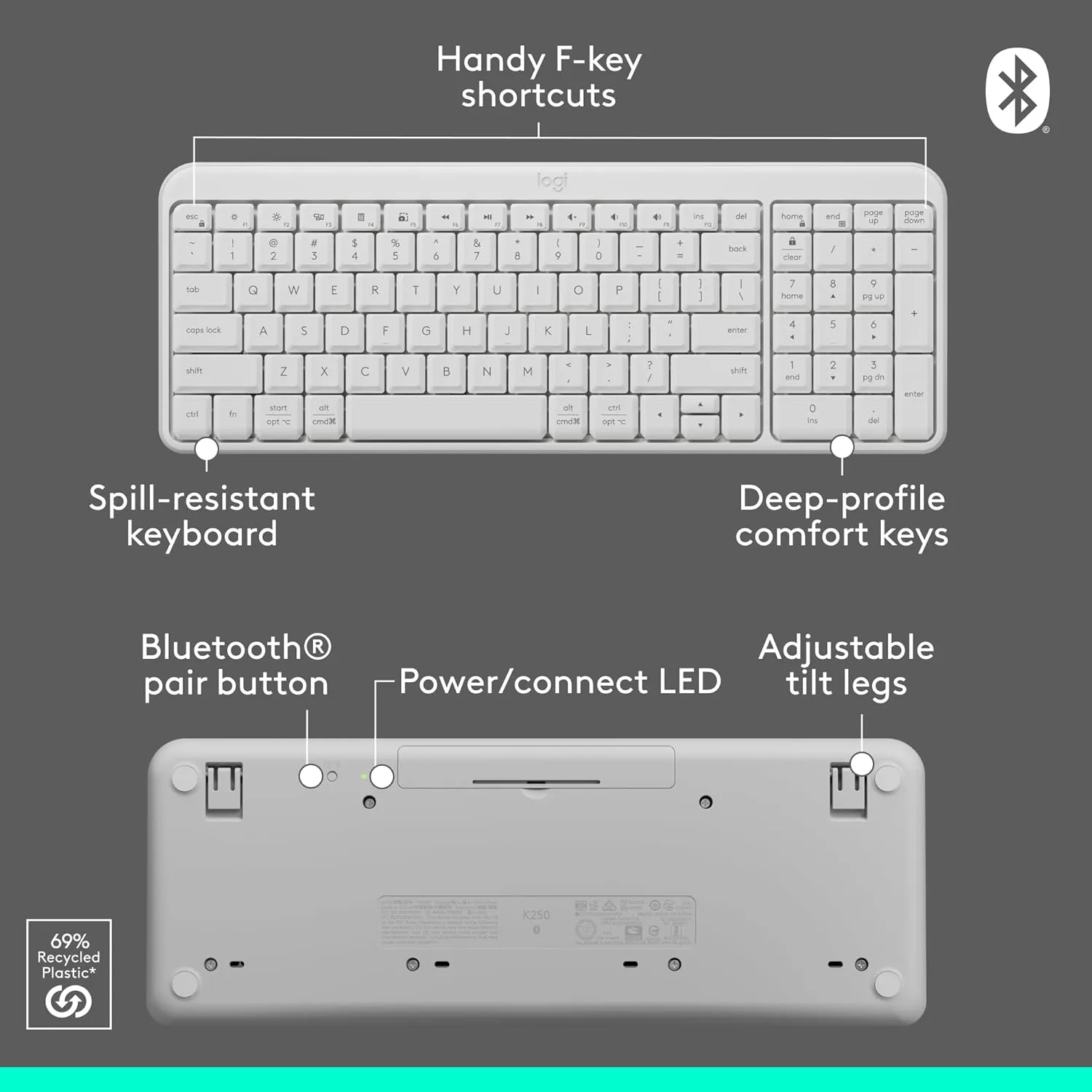 LOGITECH MK250 Bluetooth Wireless Mouse and Keyboard Combo