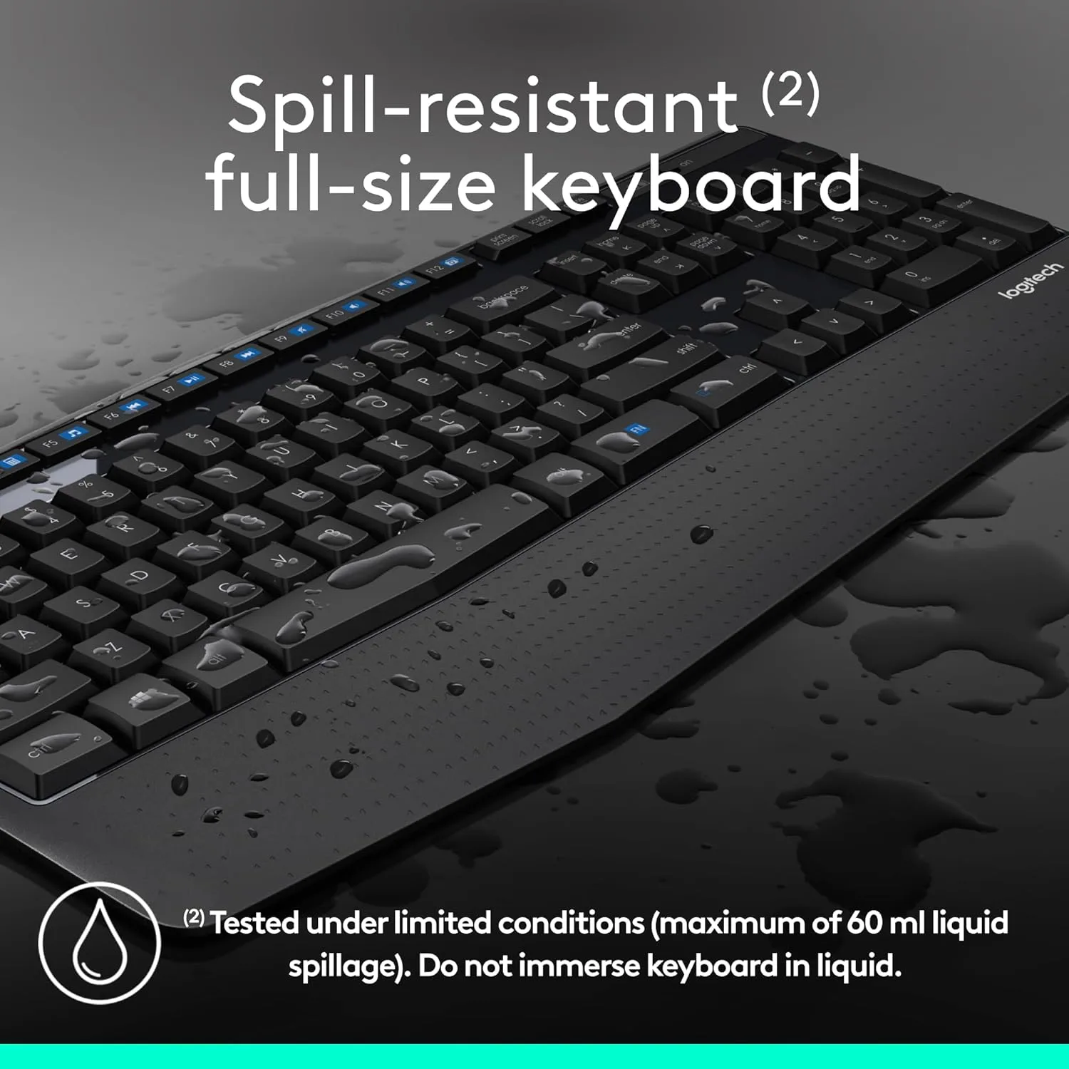 Logitech MK345 Wireless Keyboard and Mouse Combo with Palm Rest, 2.4 GHz USB Receiver, Compatible with PC, Laptop