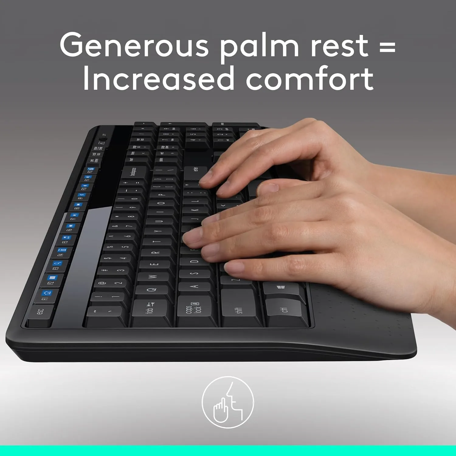 Logitech MK345 Wireless Keyboard and Mouse Combo with Palm Rest, 2.4 GHz USB Receiver, Compatible with PC, Laptop