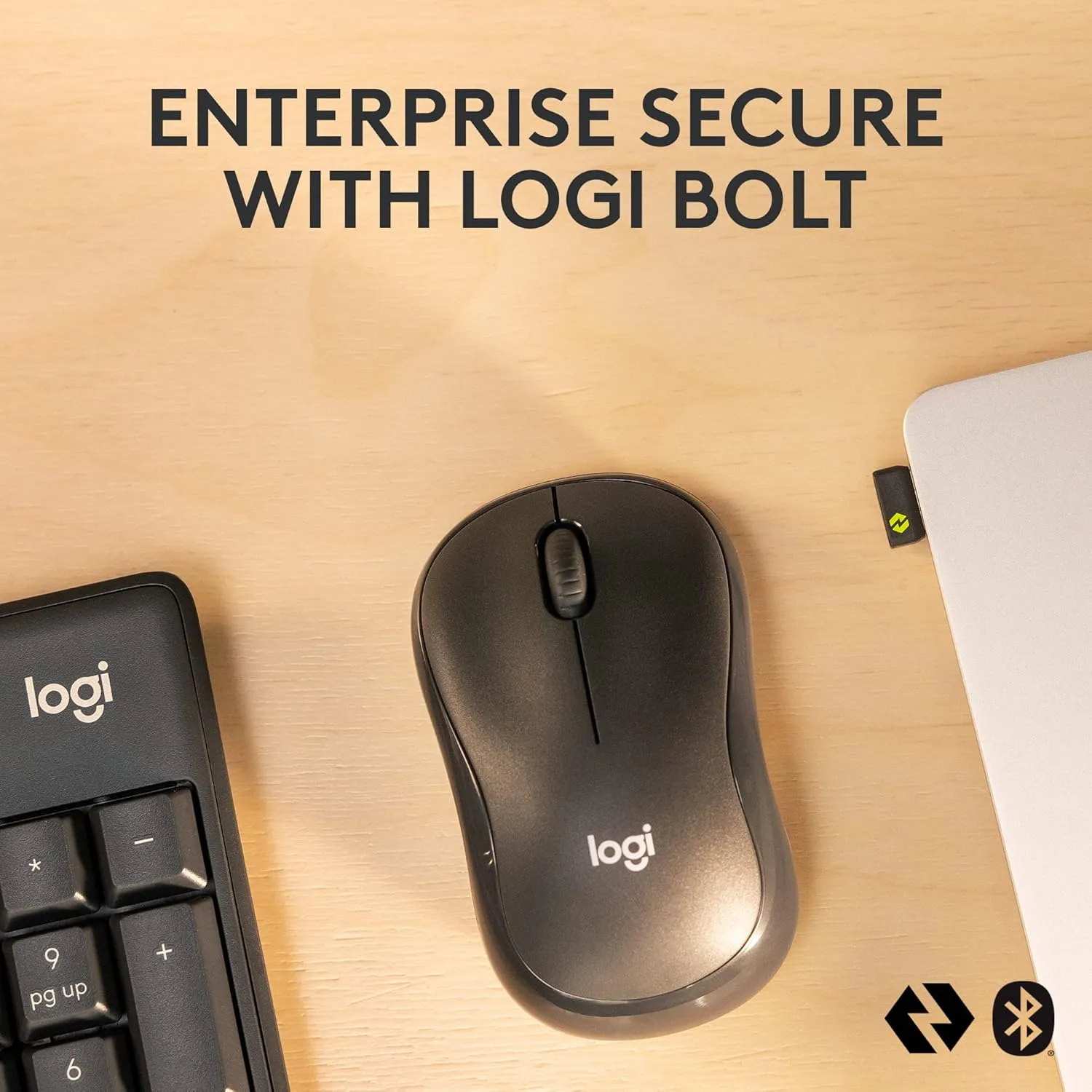 Logitech MK370 Combo for Business, Wireless Full-Size Keyboard and Wireless Mouse, Secure Logi Bolt USB Receiver, Bluetooth