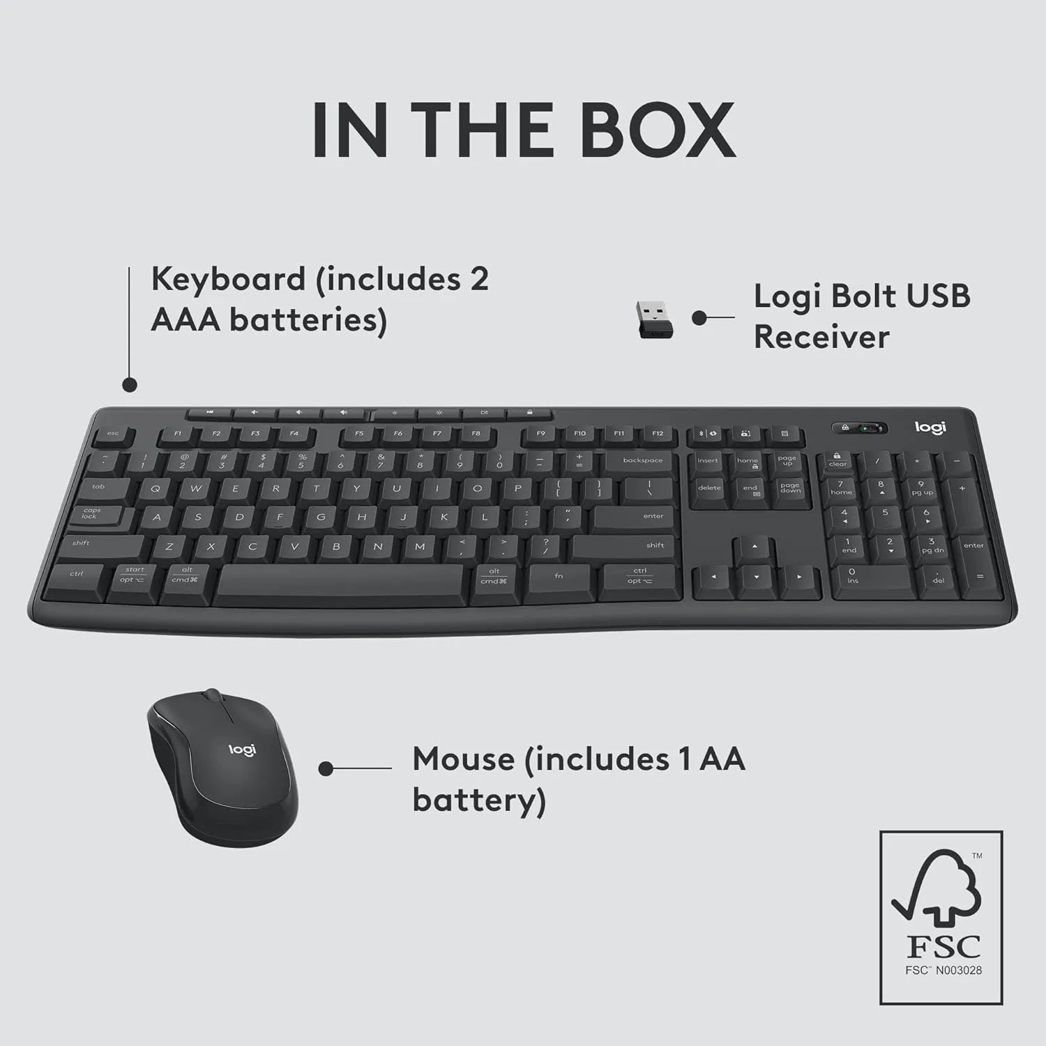 Logitech MK370 Combo for Business, Wireless Full-Size Keyboard and Wireless Mouse, Secure Logi Bolt USB Receiver, Bluetooth