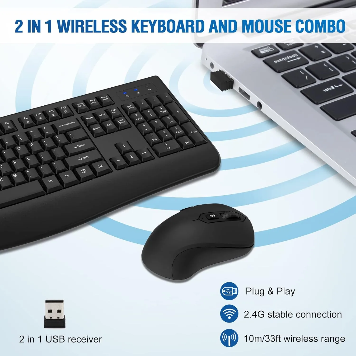 Logitech MK540 Advanced Wireless Keyboard and Mouse Combo, Black