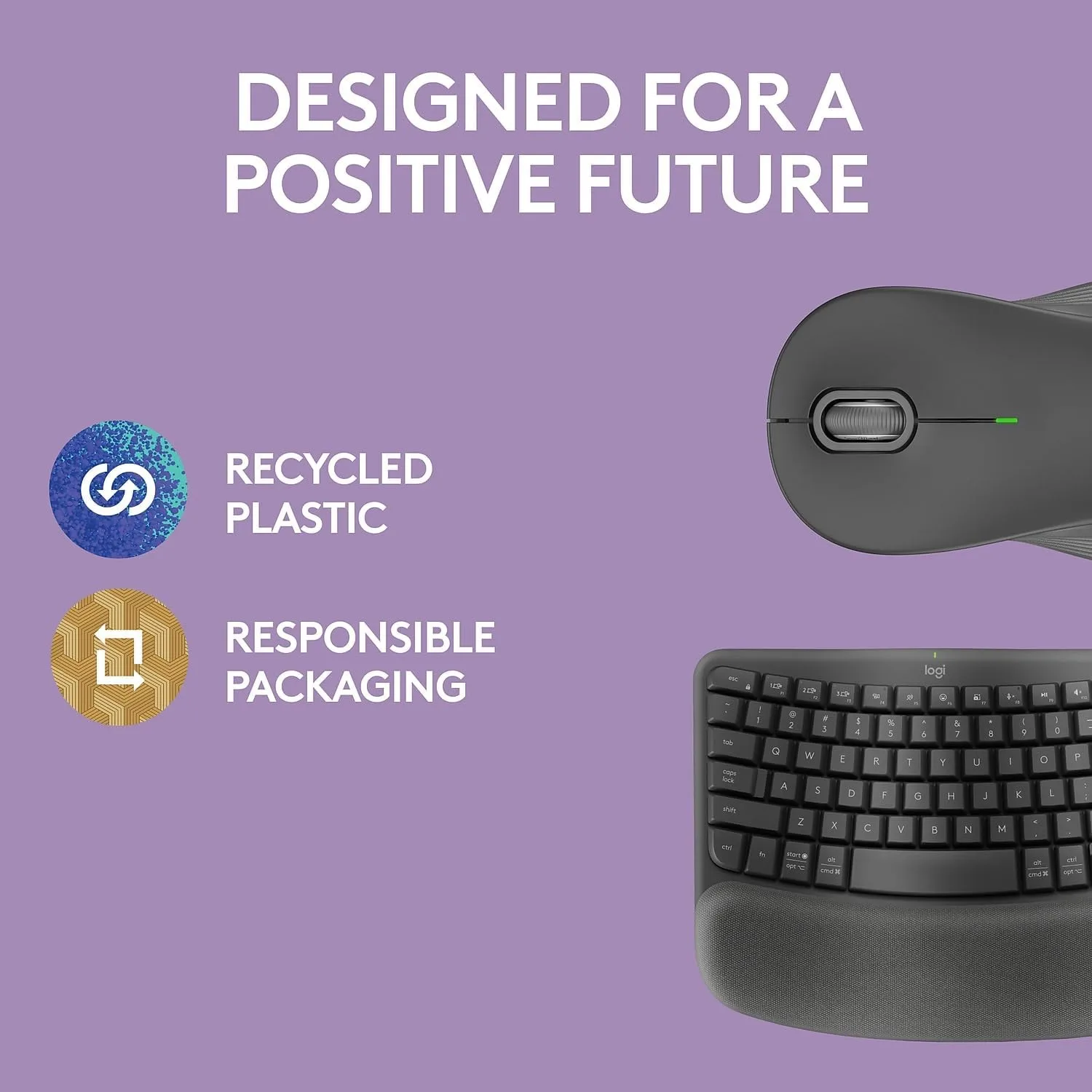 Logitech Wave Keys MK670 Wireless Ergonomic Keyboard And Signature M550 L Wireless Mouse Combo, Graphite, 920-012059
