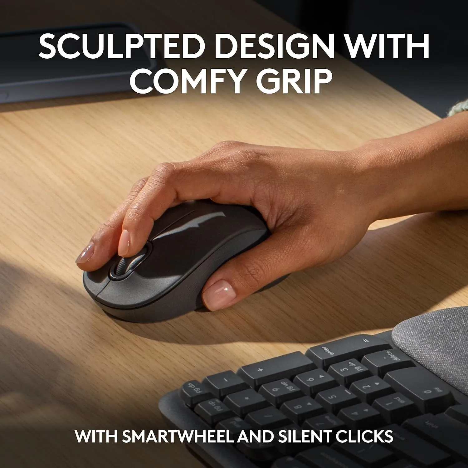 Logitech Wave Keys MK670 Wireless Ergonomic Keyboard And Signature M550 L Wireless Mouse Combo, Graphite, 920-012059