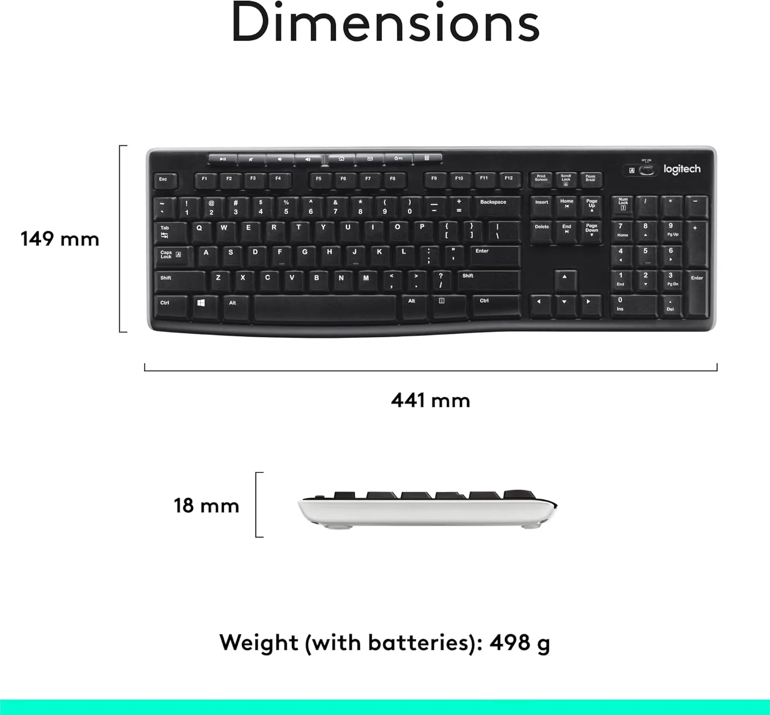 Logitech MK710 Wireless Keyboard and Mouse Combo — Includes Keyboard and Mouse, Stylish Design