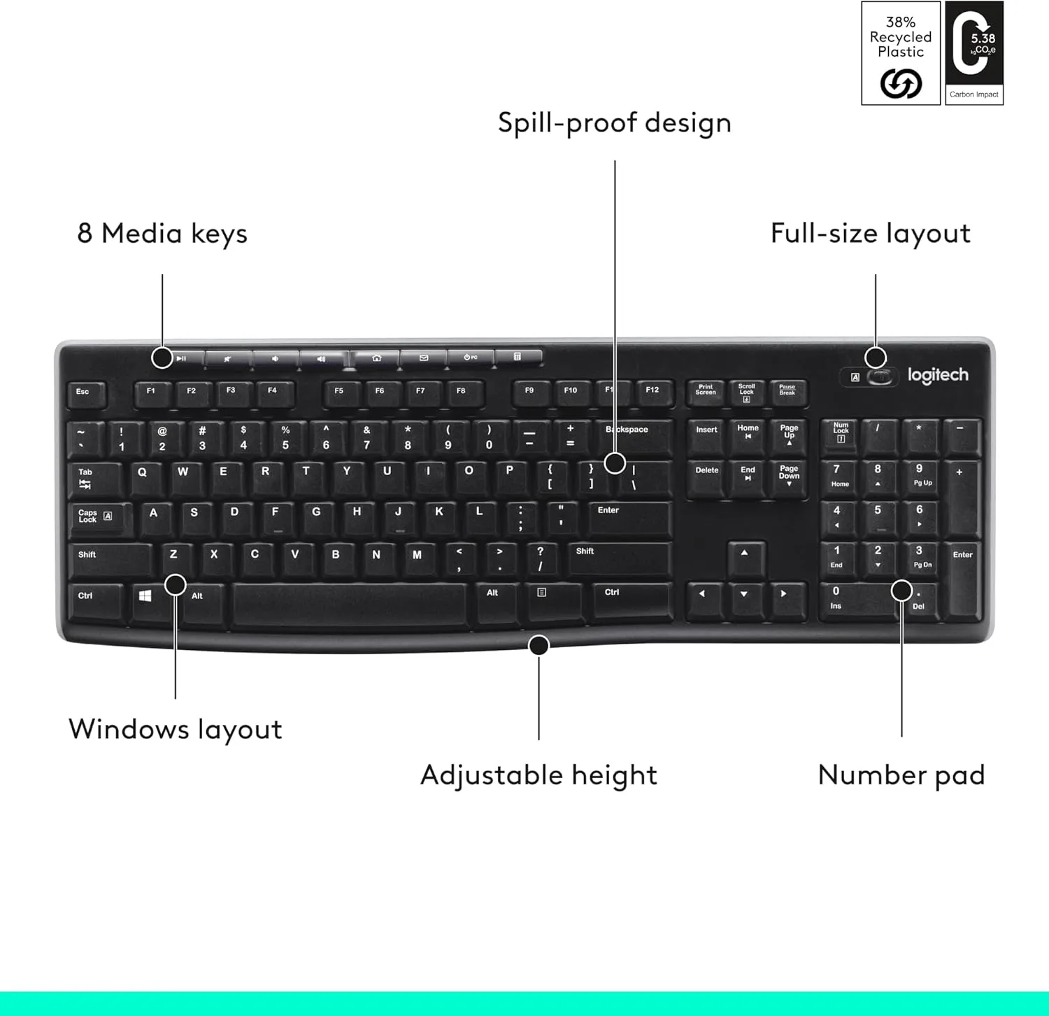 Logitech MK710 Wireless Keyboard and Mouse Combo — Includes Keyboard and Mouse, Stylish Design