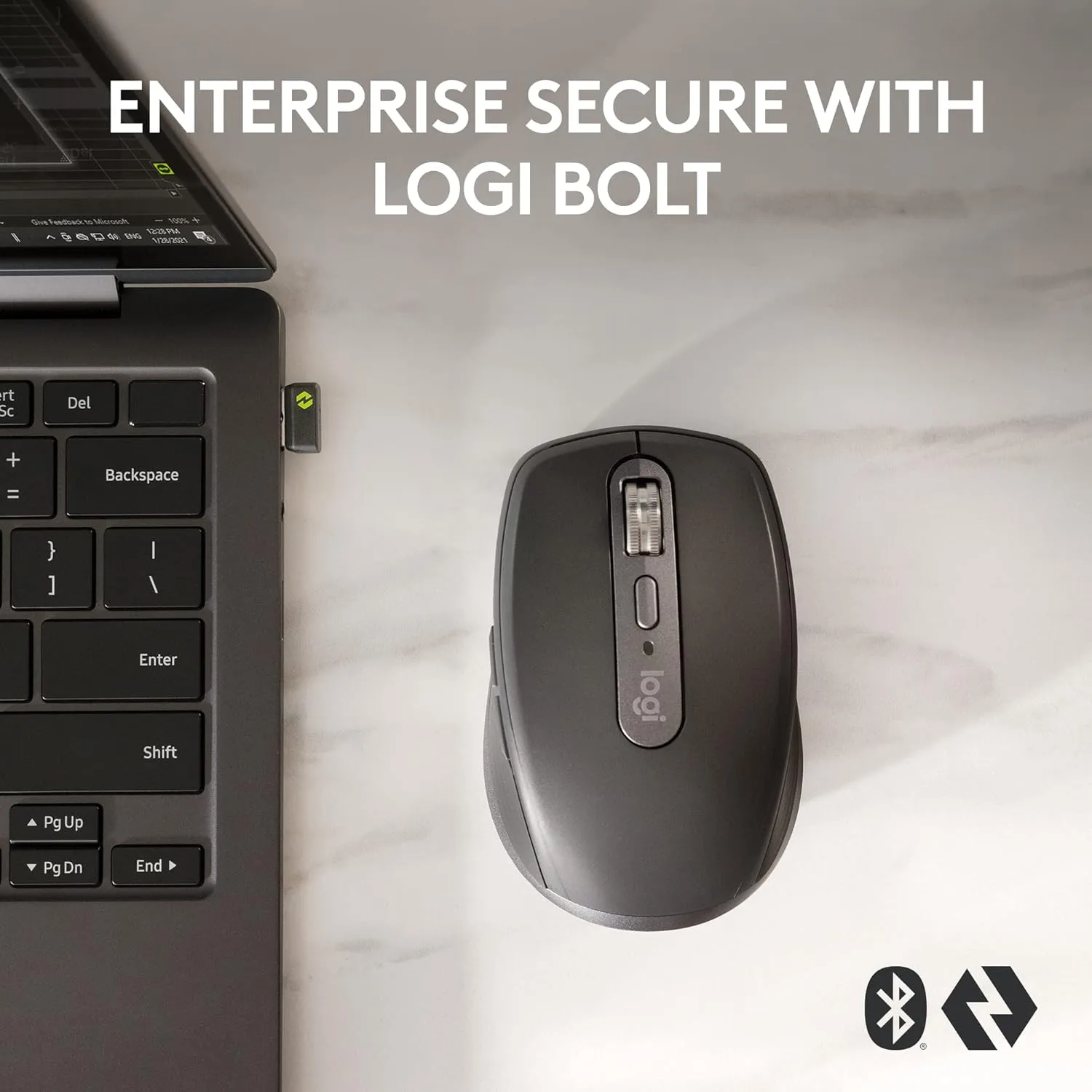 Logitech MX Anywhere 3S Wireless Mouse for Business – for Windows/Mac/Chrome/Linux, Bluetooth, Quiet Click, Secure Logi Bolt, Compact, 8K DPI, MagSpeed Scrolling - Graphite