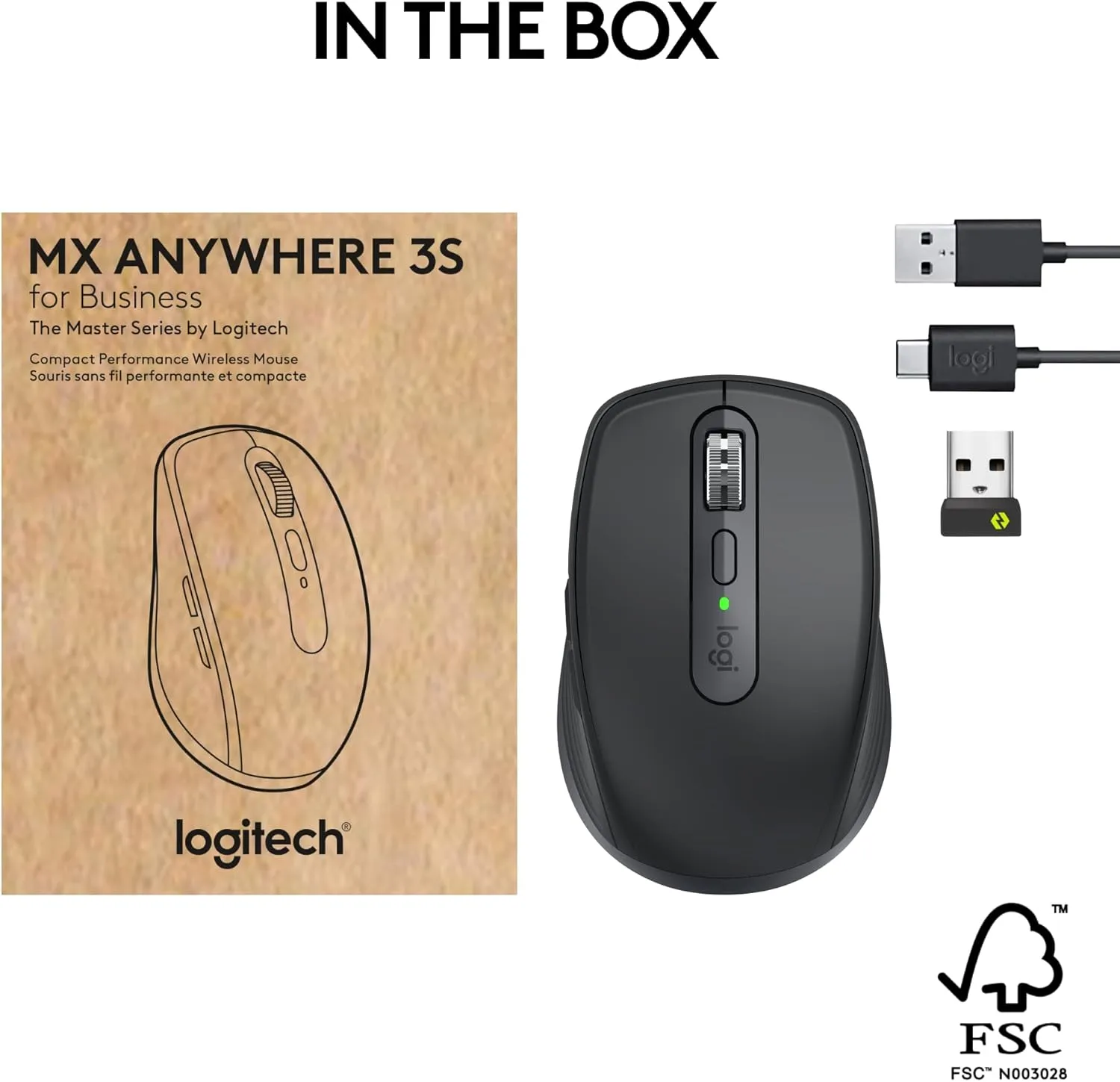 Logitech MX Anywhere 3S Wireless Mouse for Business – for Windows/Mac/Chrome/Linux, Bluetooth, Quiet Click, Secure Logi Bolt, Compact, 8K DPI, MagSpeed Scrolling - Graphite
