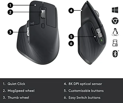 Logitech MX Keys Combo for Business | Gen 2, Full Size Wireless Keyboard and Wireless Mouse, with Keyboard Palm Rest, Bluetooth, Logi Bolt, Quiet Clicks, Windows/Mac/Chrome/Linux - Graphite