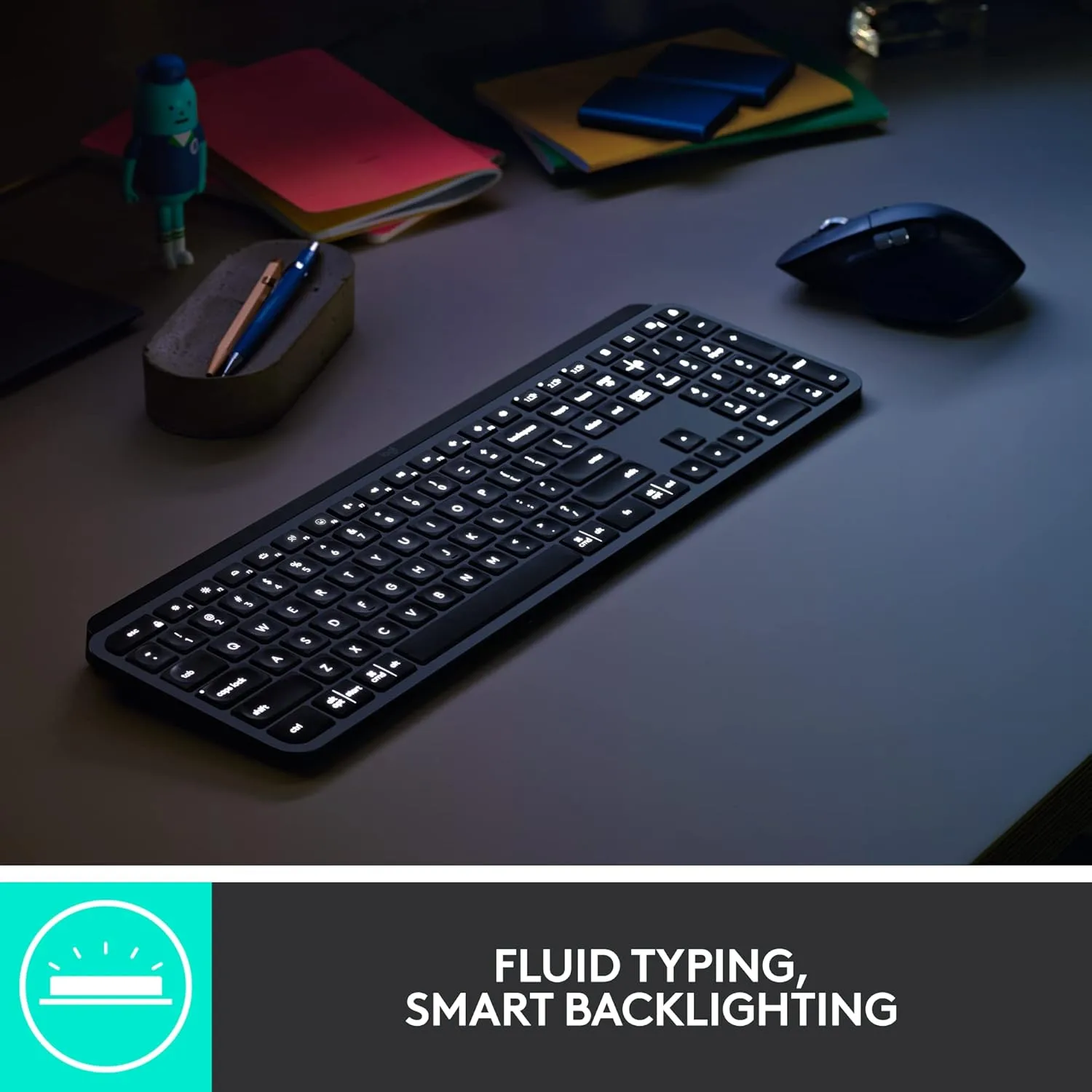 Logitech MX Keys Combo for Business | Gen 2, Full Size Wireless Keyboard and Wireless Mouse, with Keyboard Palm Rest, Bluetooth, Logi Bolt, Quiet Clicks, Windows/Mac/Chrome/Linux - Graphite