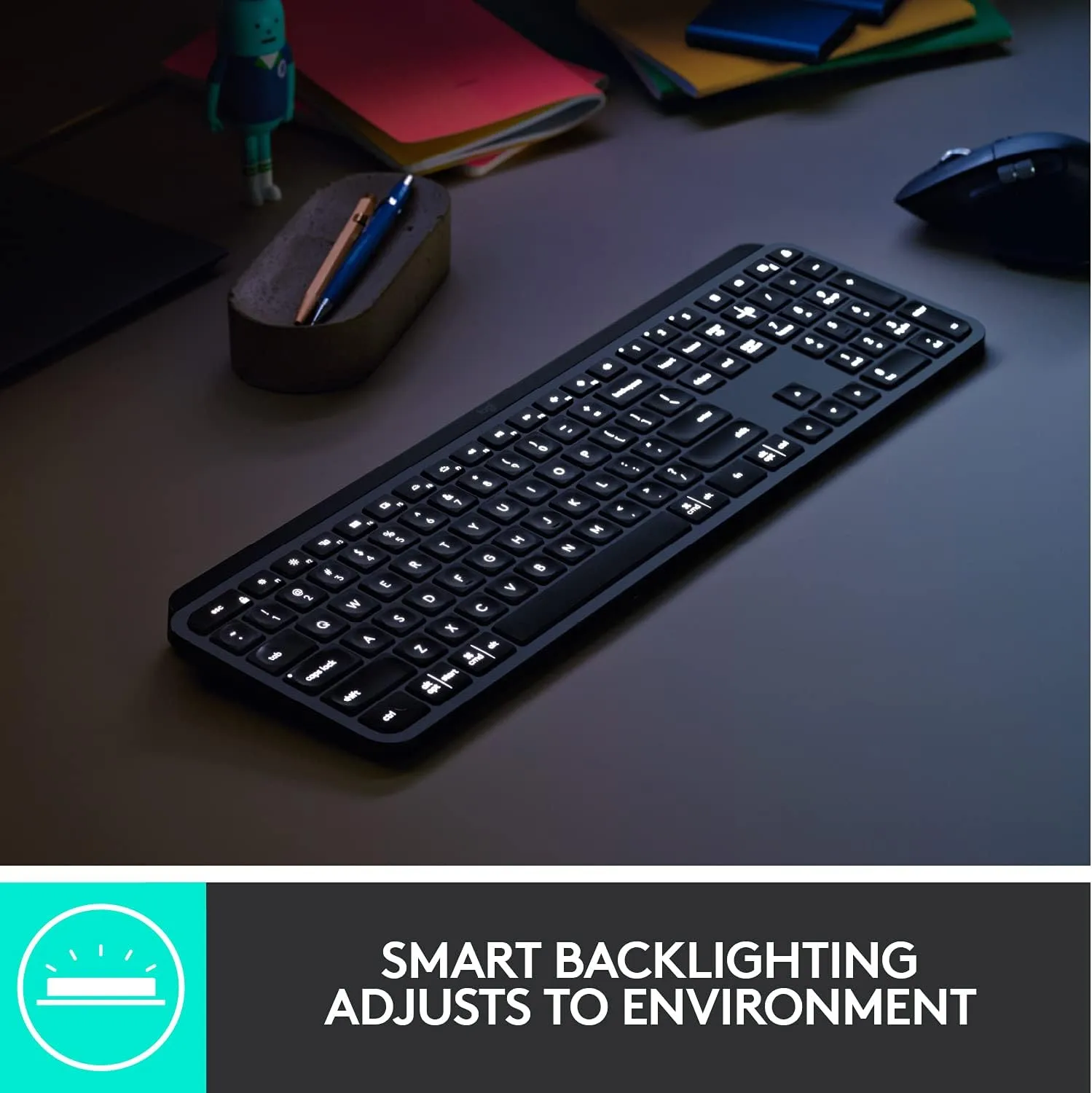 Logitech MX Keys Wireless Illuminated Keyboard for Business, Quiet Perfect-Stroke Keys, Logi Bolt Technology, Bluetooth