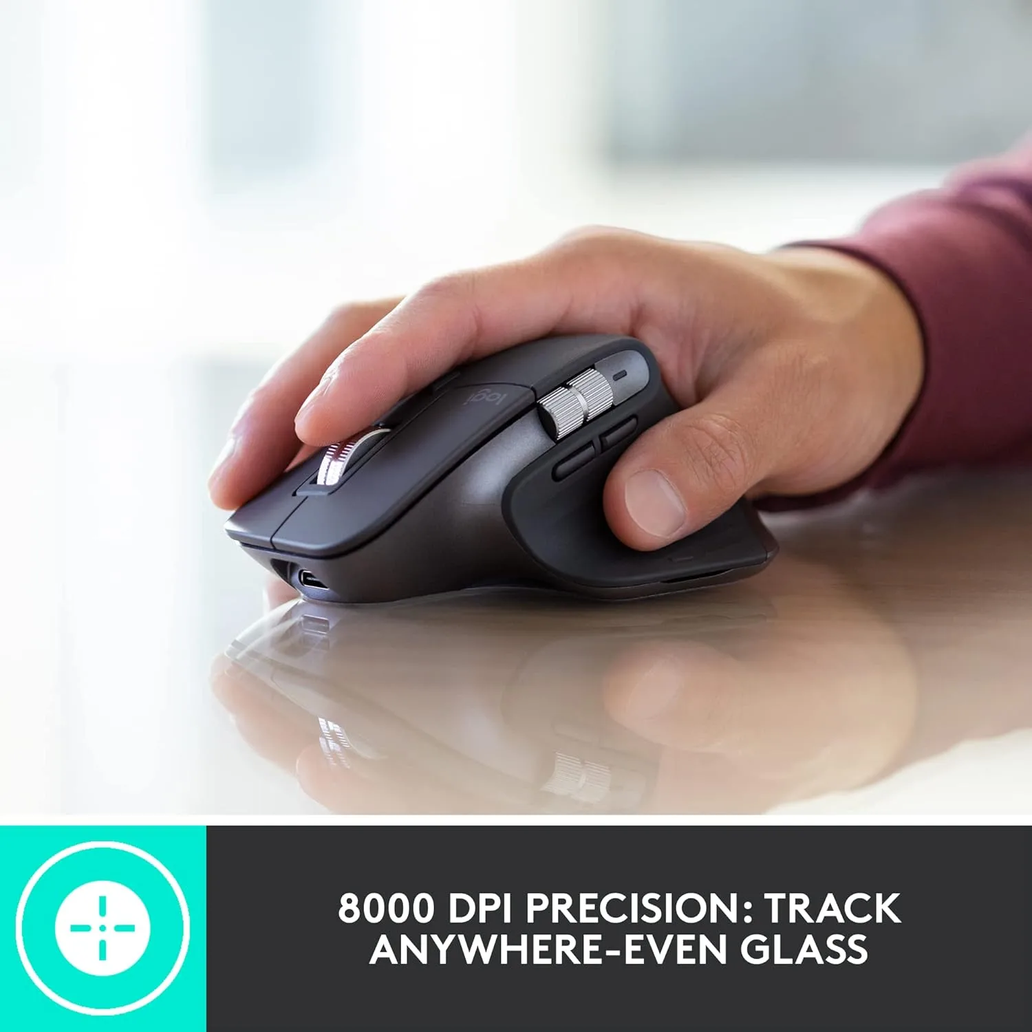 Logitech MX Master 3S for Business, Wireless Mouse with Quiet Clicks, 8K DPI, Secured Logi Bolt USB Receiver, Bluetooth, USB-C Charging, MagSpeed Scrolling, Windows/Mac/Chrome/Linux - Graphite