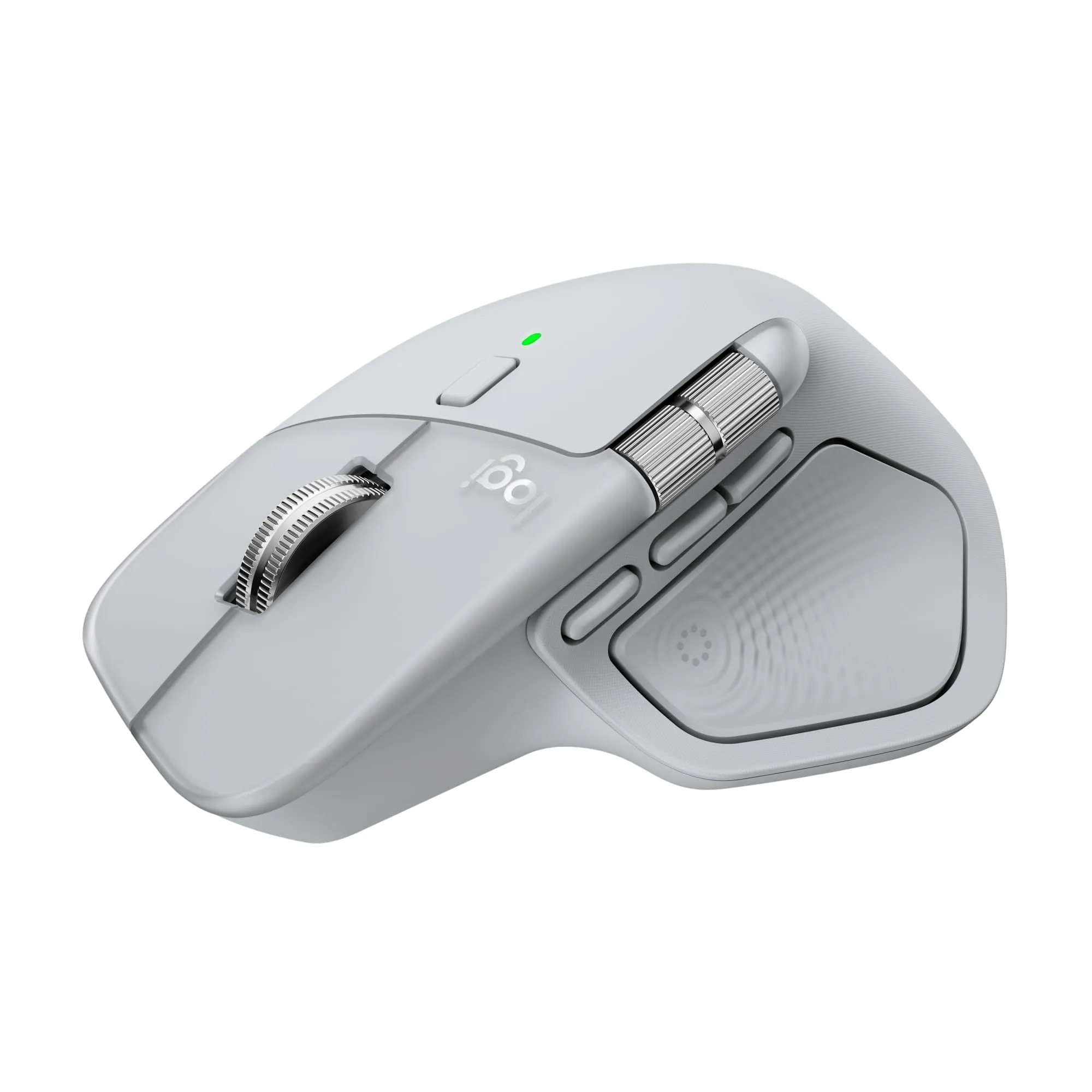 Logitech MX Master 4 Ergonomic Wireless Mouse with Haptic Feedback, USB-C Charging - Pale Gray