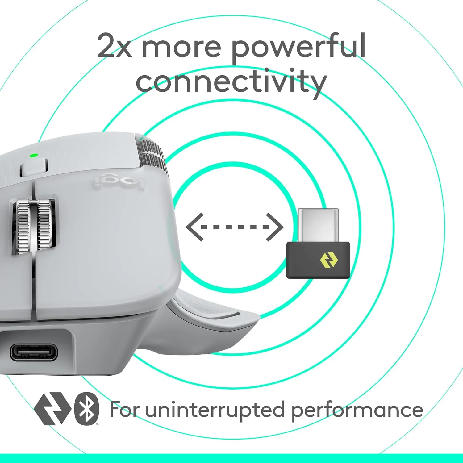 Logitech MX Master 4 Ergonomic Wireless Mouse with Haptic Feedback, USB-C Charging - Pale Gray
