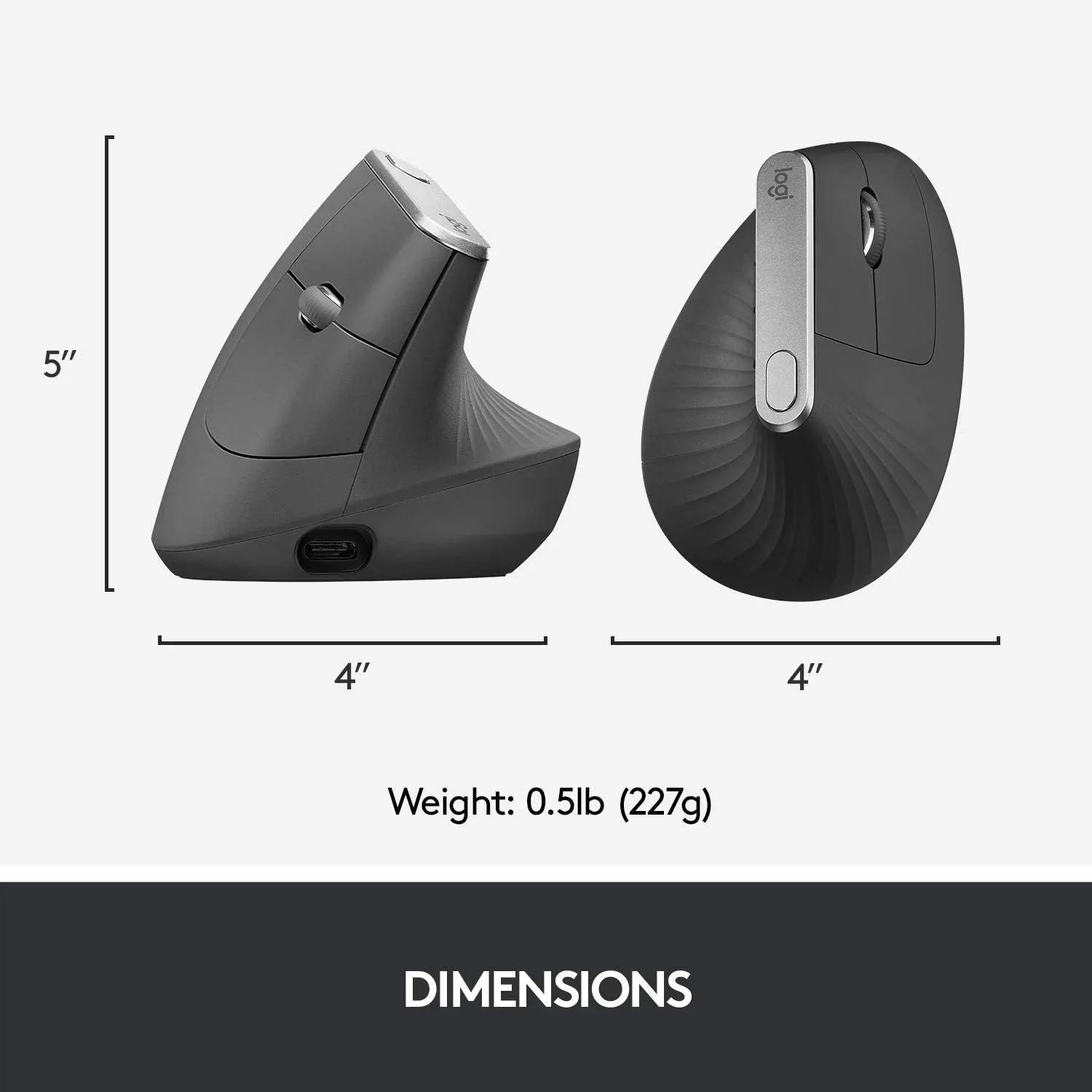 Logitech MX Vertical Wireless Mouse – Ergonomic, Rechargeable, Graphite