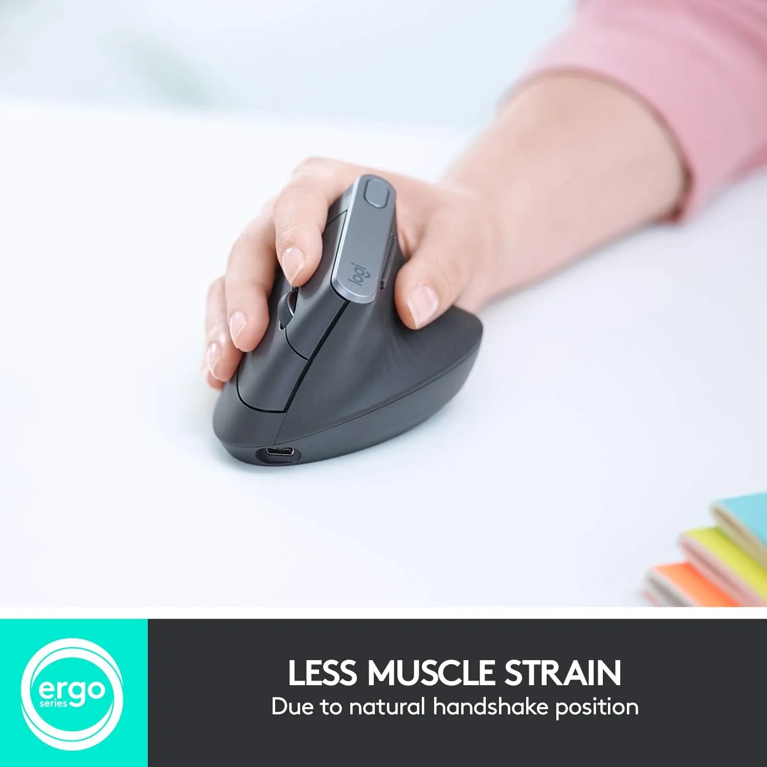 Logitech MX Vertical Wireless Mouse – Ergonomic, Rechargeable, Graphite