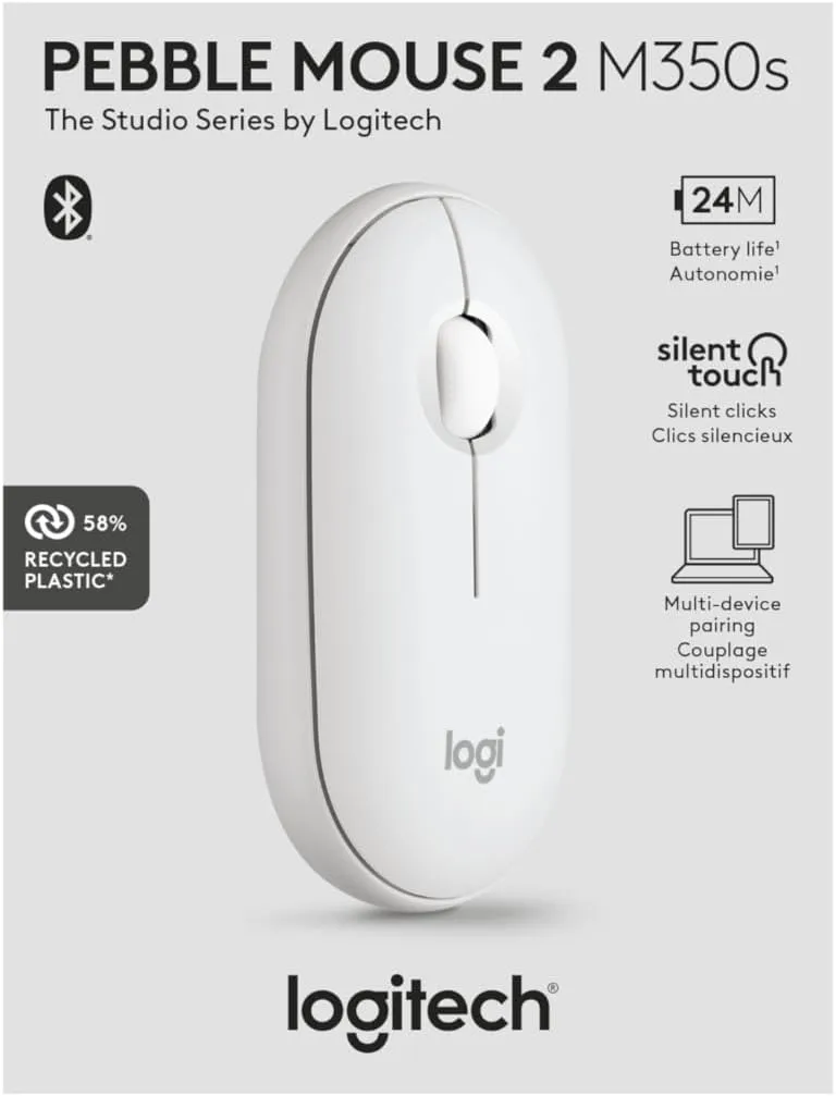 Logitech Pebble Mouse 2 M350s Slim Bluetooth Wireless Mouse