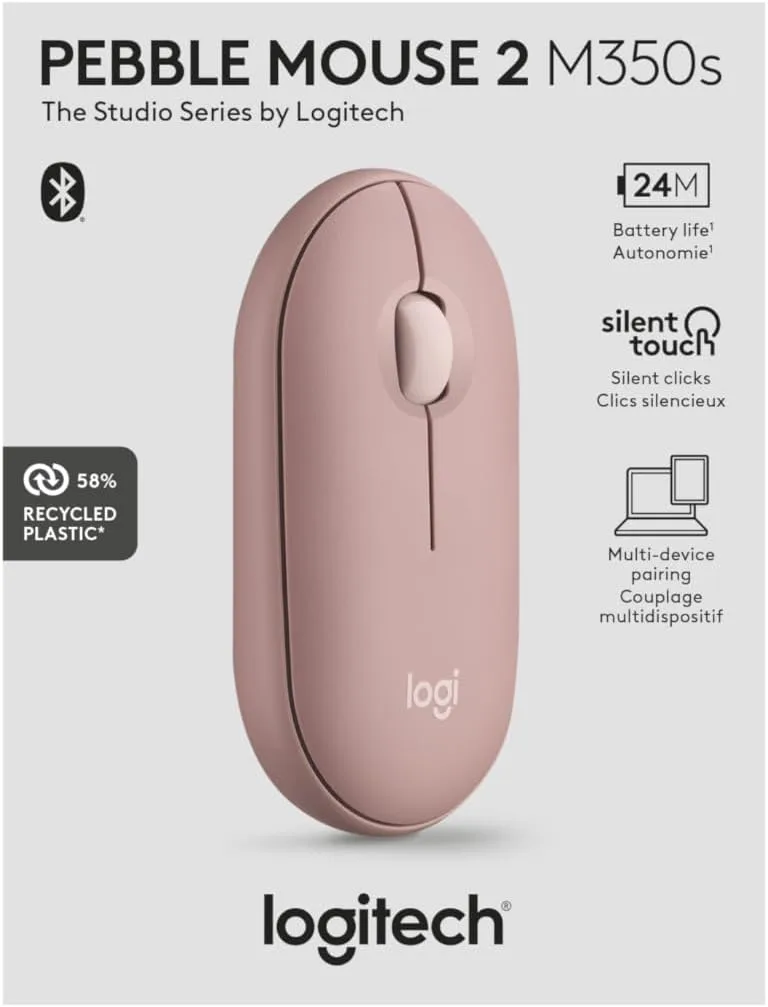 Logitech Pebble Mouse 2 M350s Slim Bluetooth Wireless Mouse