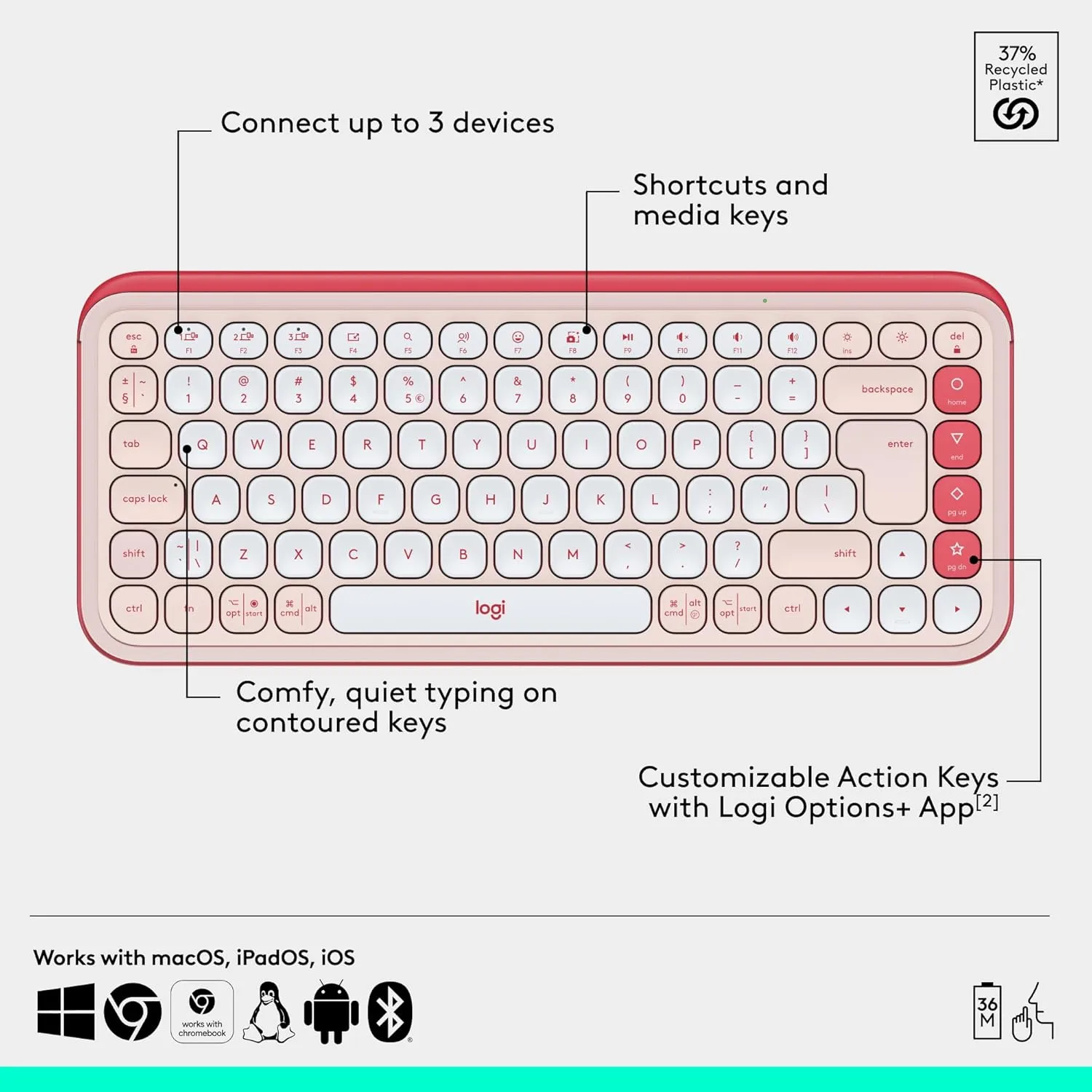 LOGITECH POP ICON Bluetooth Keyboard & Mouse
