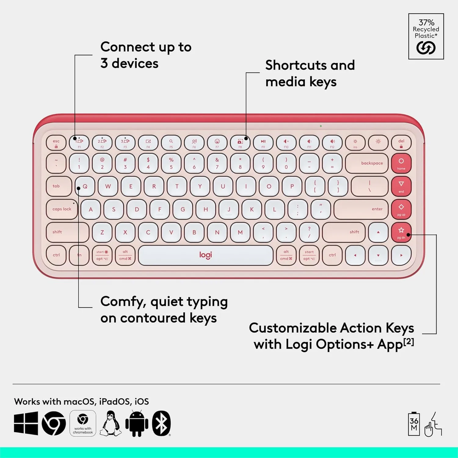 LOGITECH POP ICON Bluetooth Keyboard & Mouse