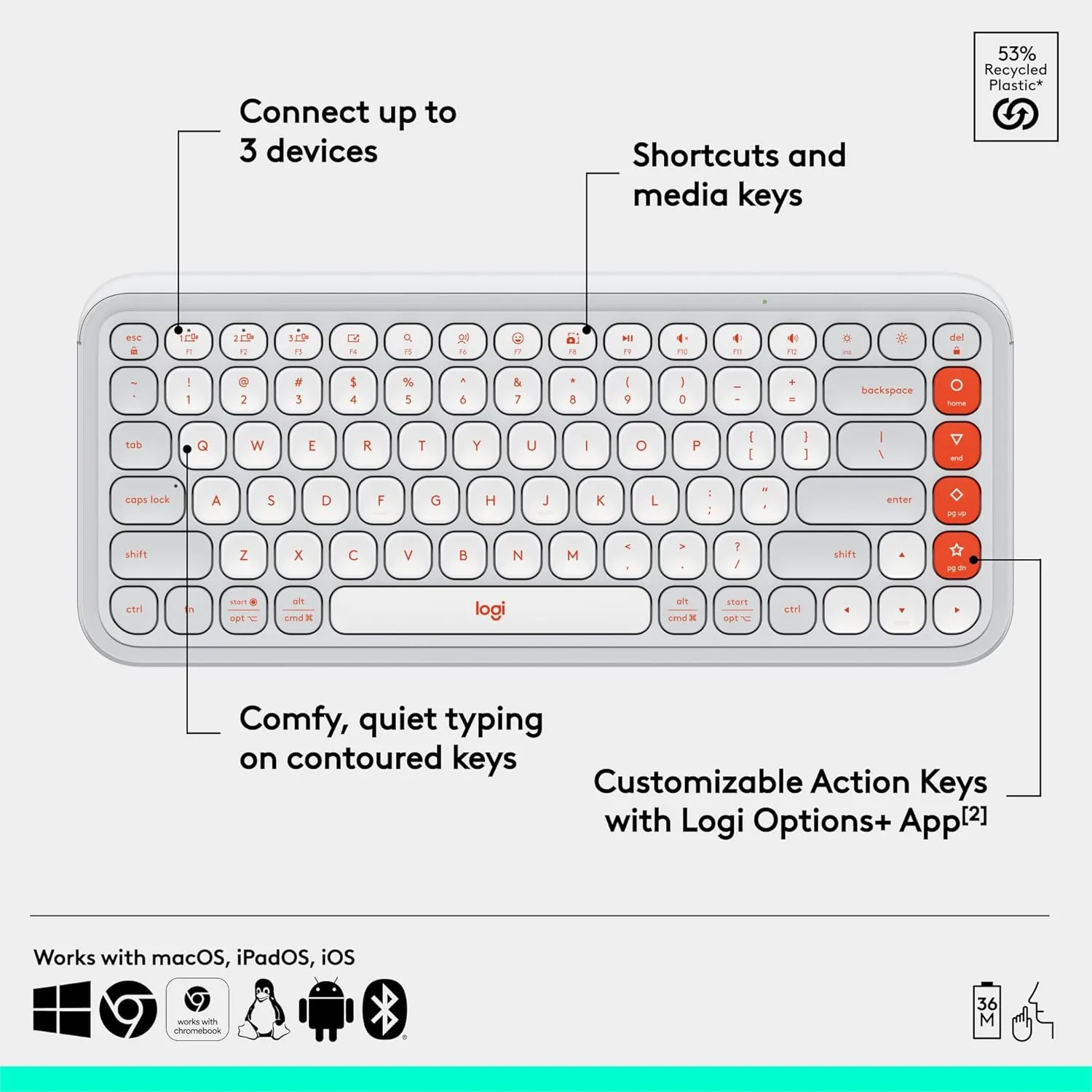LOGITECH POP ICON Bluetooth Keyboard & Mouse