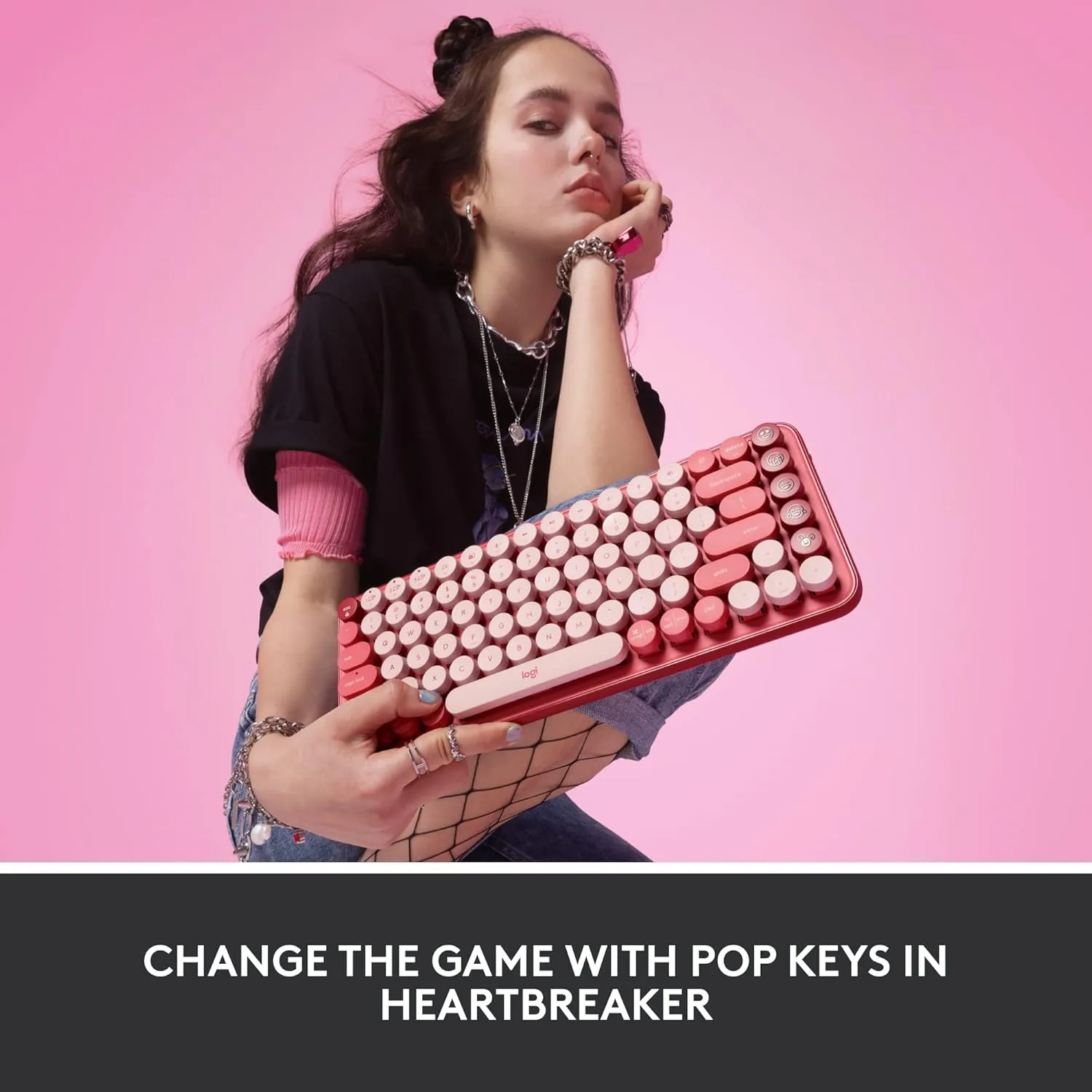 LOGITECH POP Keys Wireless Mechanical Keyboard with Customizable Emoji Keys