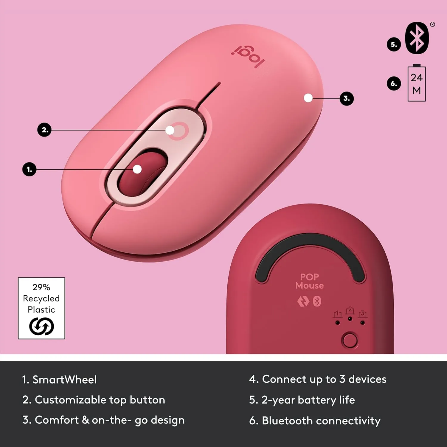Logitech POP Mouse Wireless Bluetooth SilentTouch