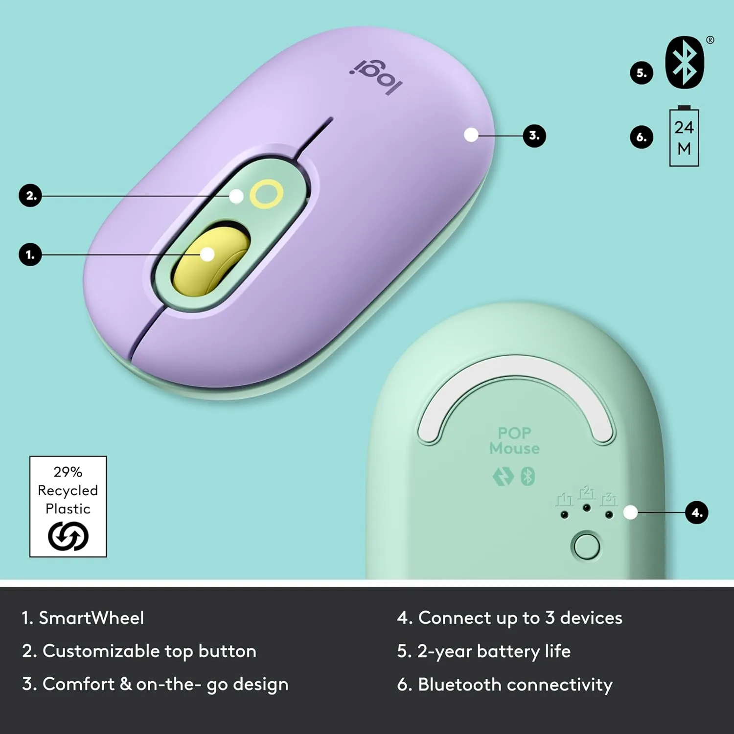 Logitech POP Mouse Wireless Bluetooth SilentTouch