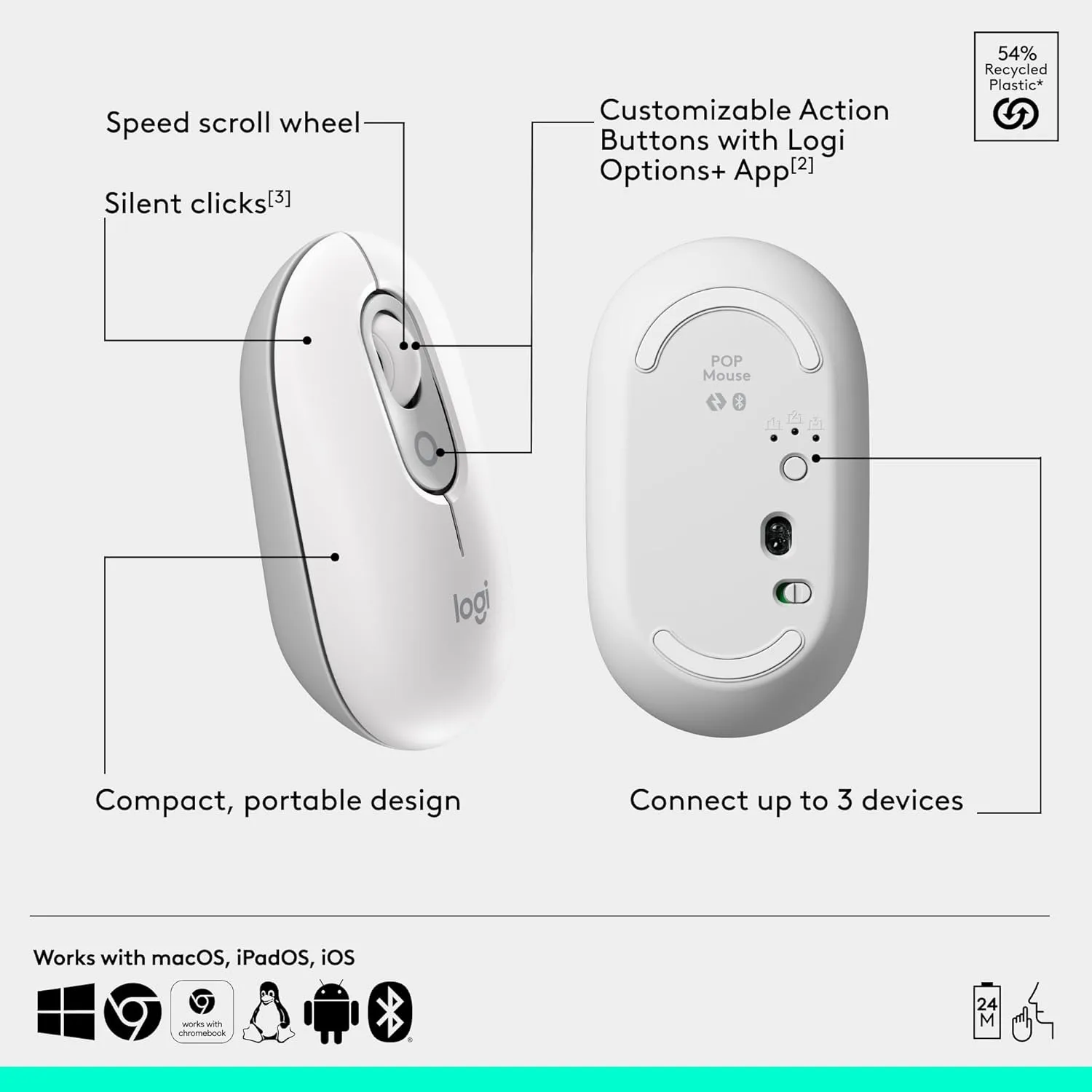 Logitech POP Mouse Wireless Bluetooth SilentTouch