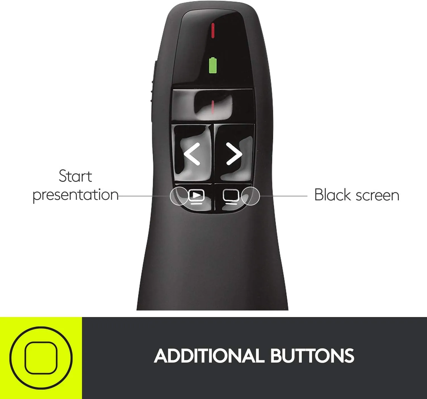 Logitech Wireless Presenter R400, PowerPoint Clicker with Laser Pointer