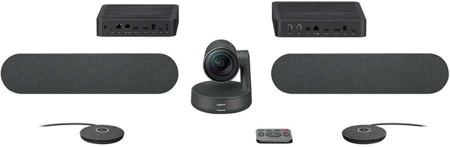 Logitech Rally Plus Video Conference System with White Mic Pods