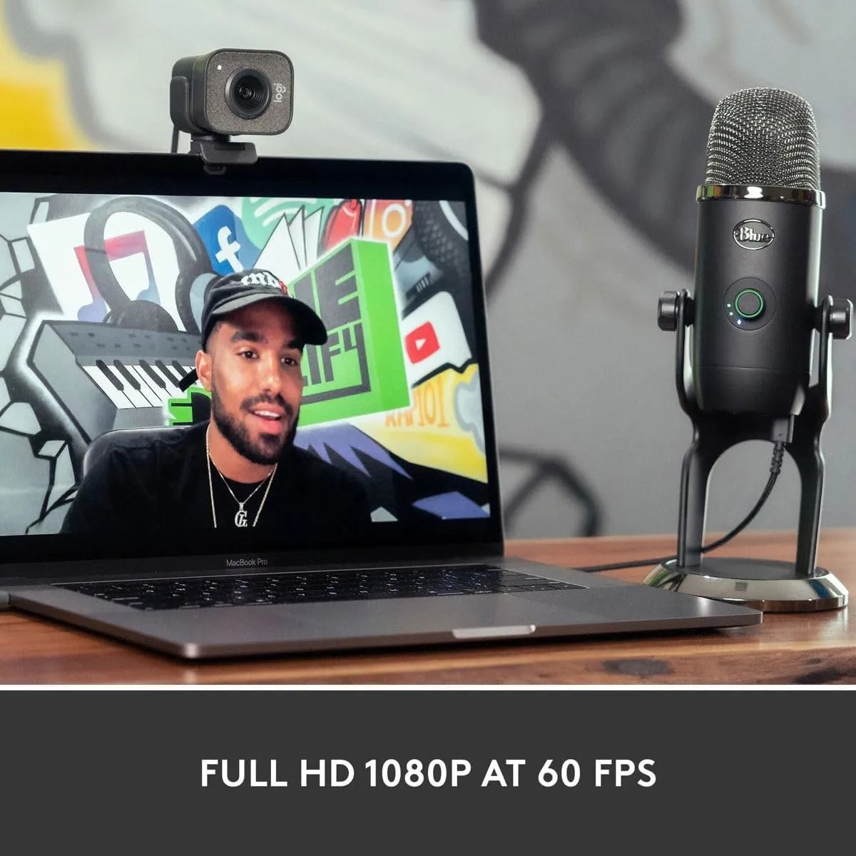 Logitech StreamCam Plus Webcam with Tripod Mount (Graphite), 1080p