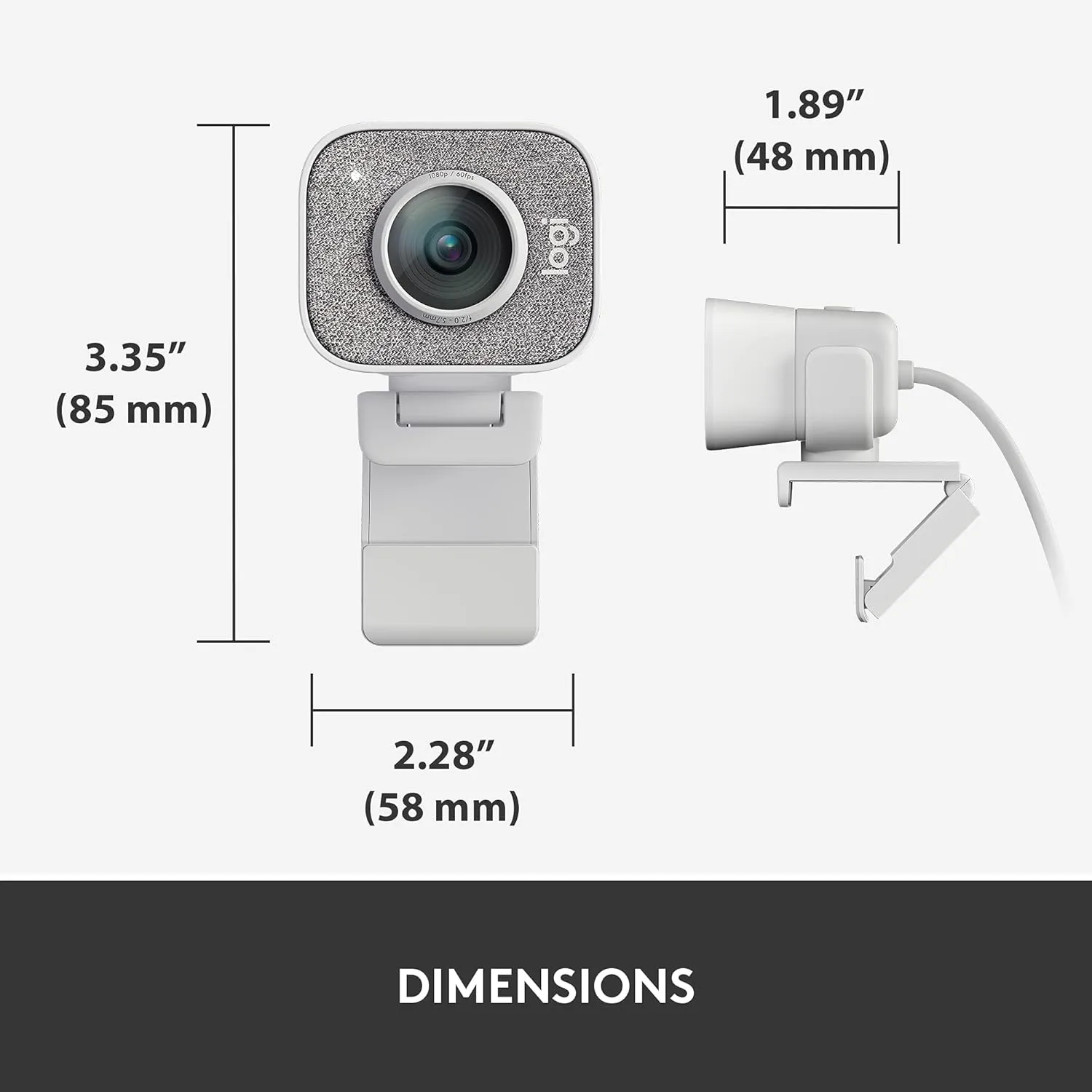 Logitech StreamCam Premium Webcam, Full HD 1080p 60fps — Off-White
