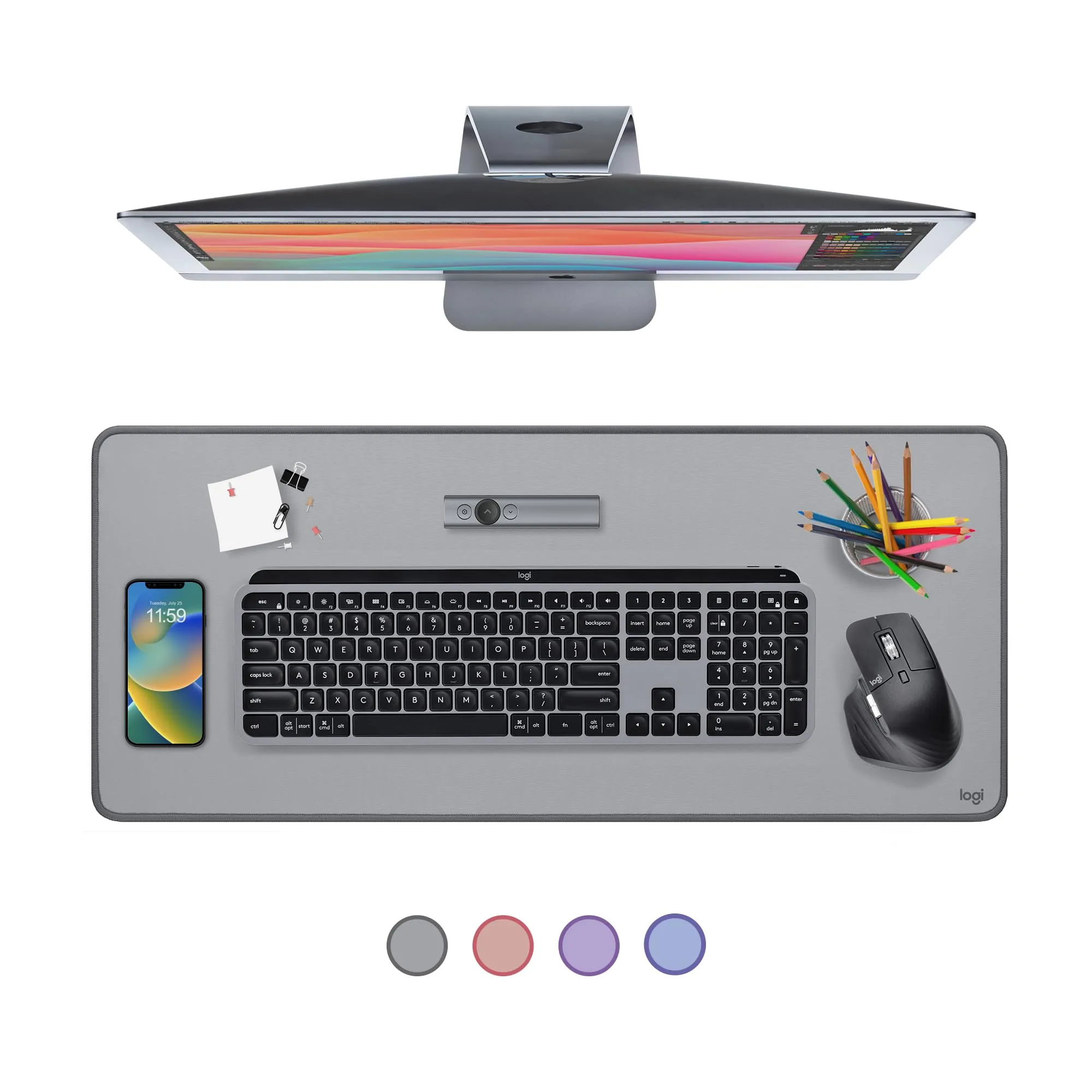 Logitech Desk Mat - Studio Series, Extended Multifunctional Desk Pad