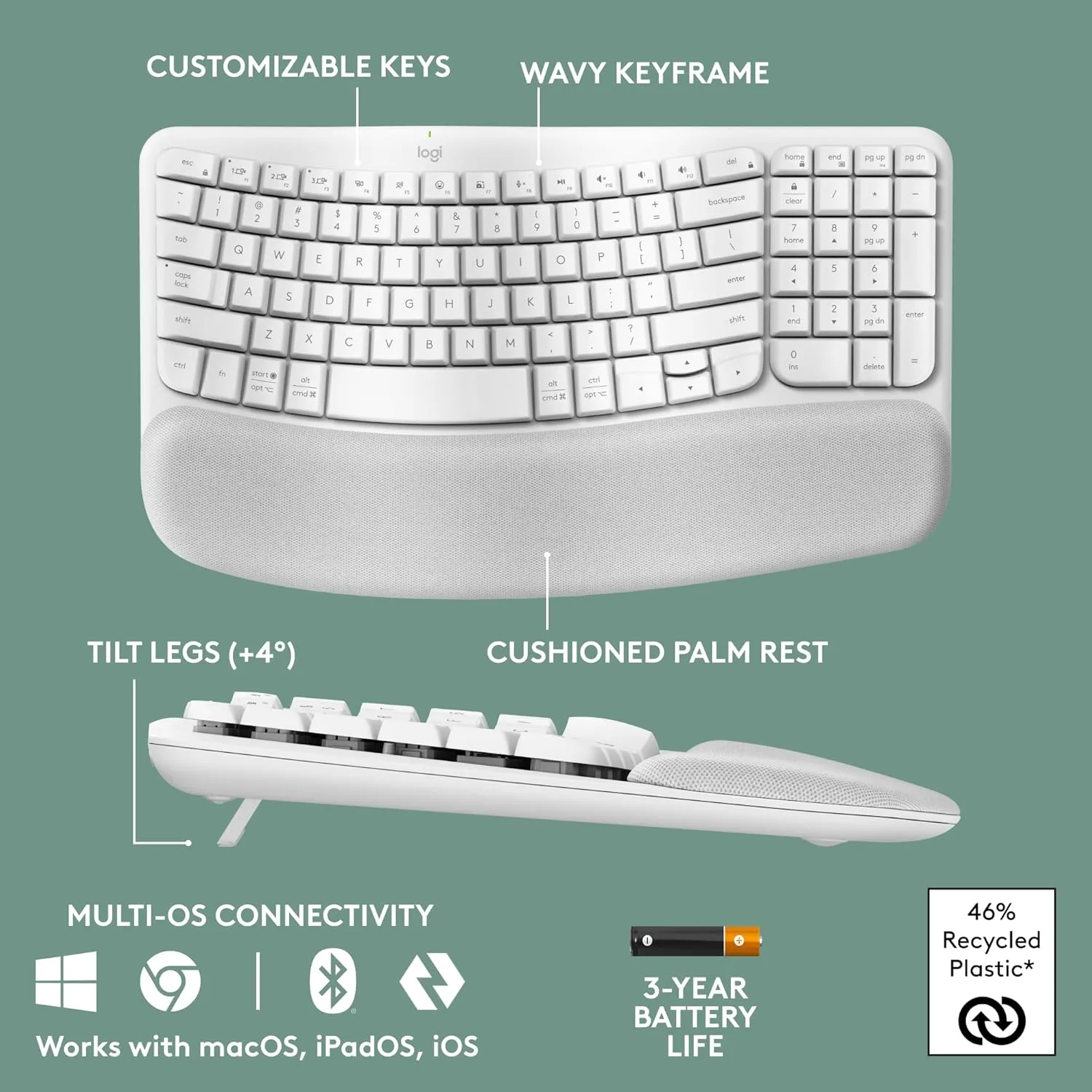 LOGITECH Wave Keys Wireless Ergonomic Keyboard
