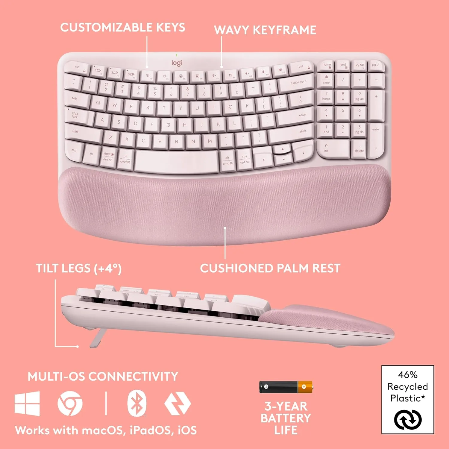 LOGITECH Wave Keys Wireless Ergonomic Keyboard