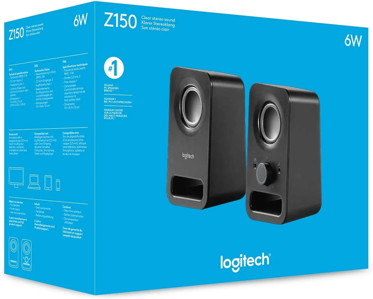 Logitech Multimedia Speakers Z150 with Stereo Sound for Multiple Devices, Black