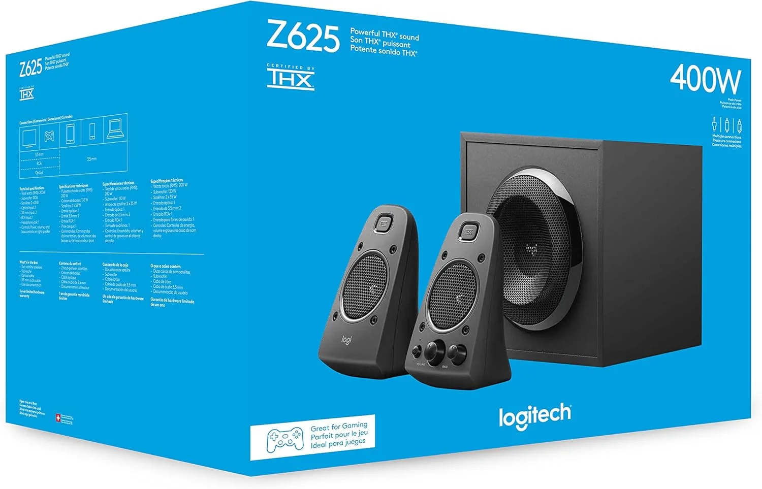 LOGITECH THX-certified 2.1 Speaker System - 400W Peak (200W RMS) - Black
