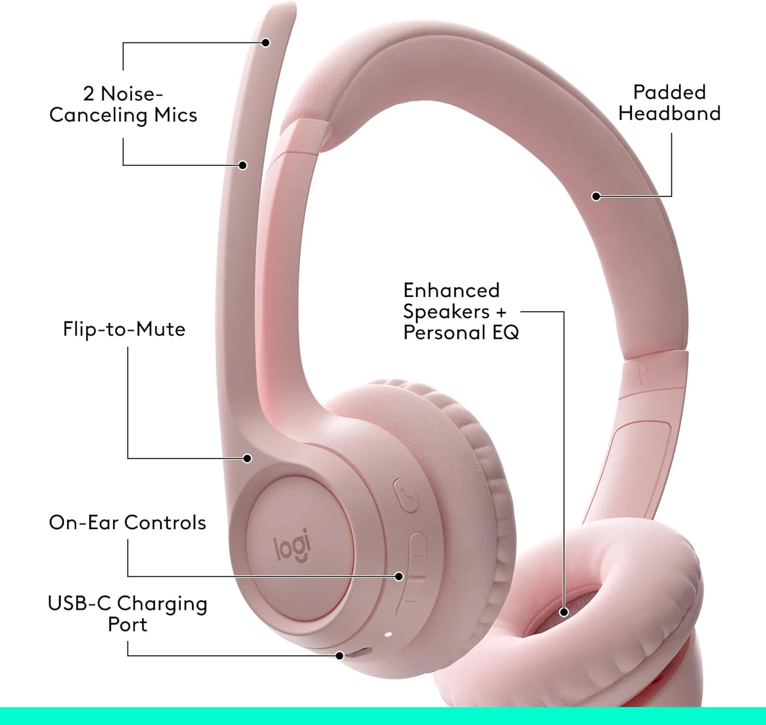 Logitech Zone 300 Wireless Bluetooth Headset with Noise-Canceling Microphone