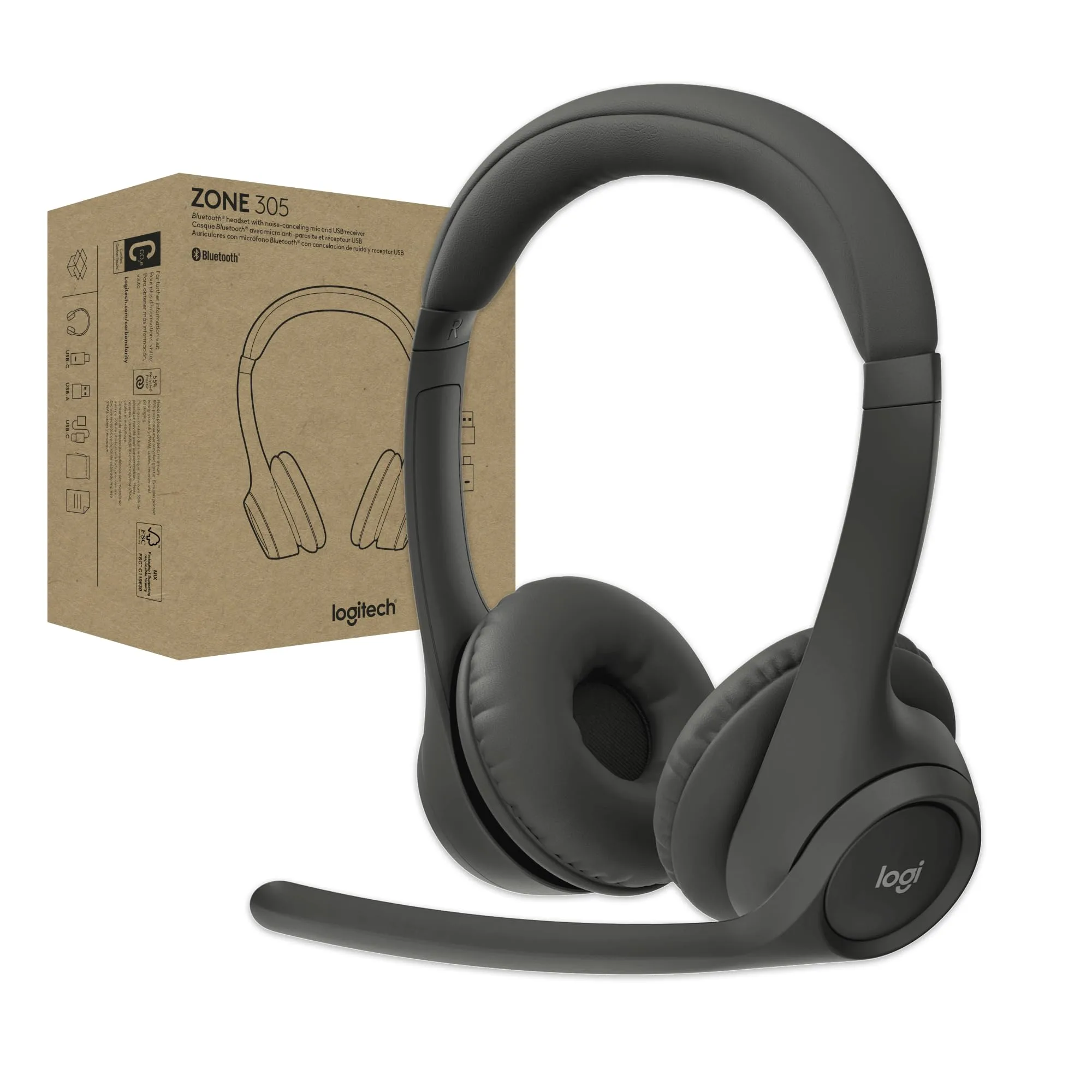 Logitech Zone 305 Wireless Bluetooth Headset for Business, Microsoft Teams Certified